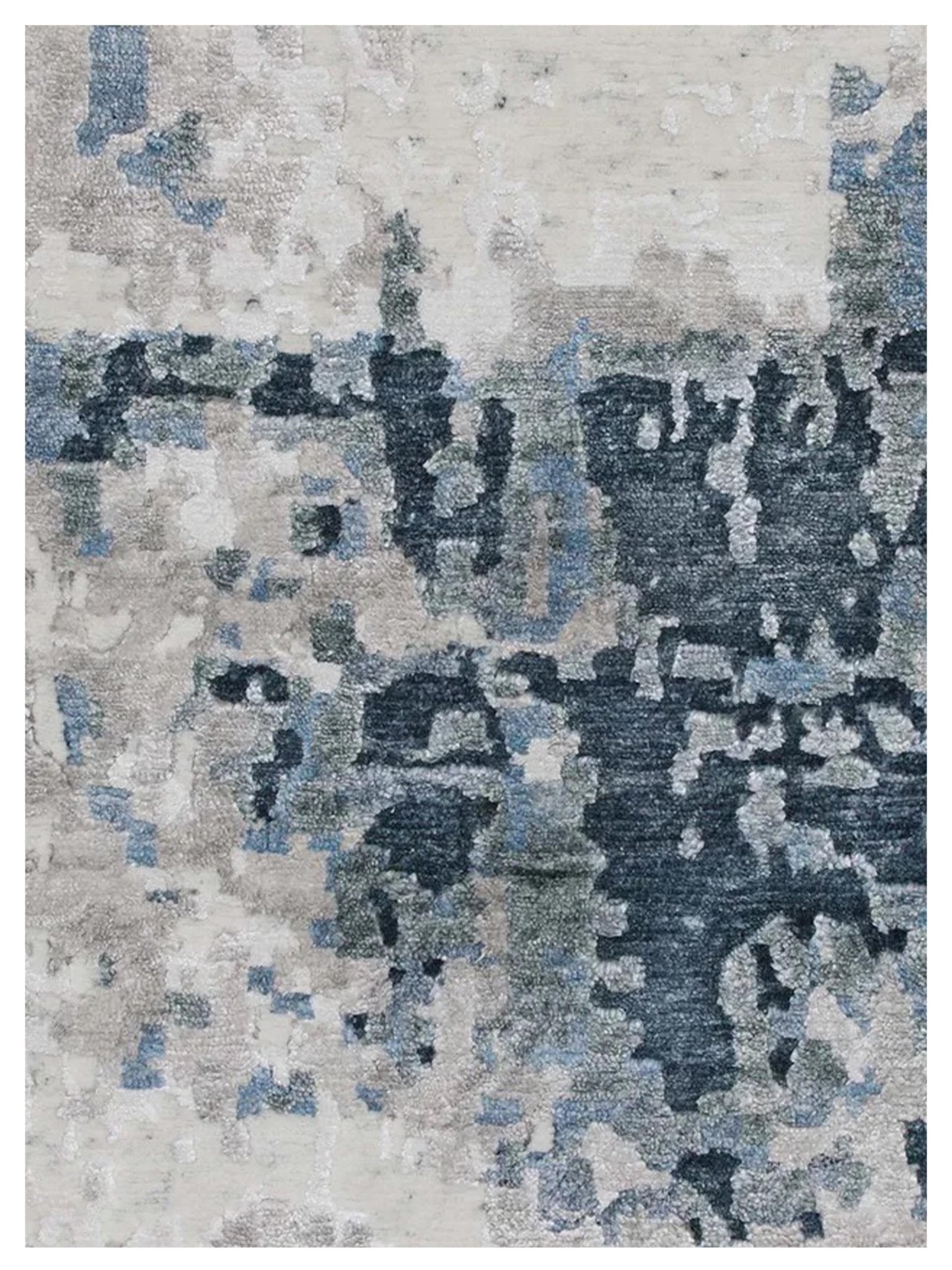 Artisan Mary Ivory Aqua Contemporary Knotted Rug - Rugs - Artisan - Atlanta Designer Rugs