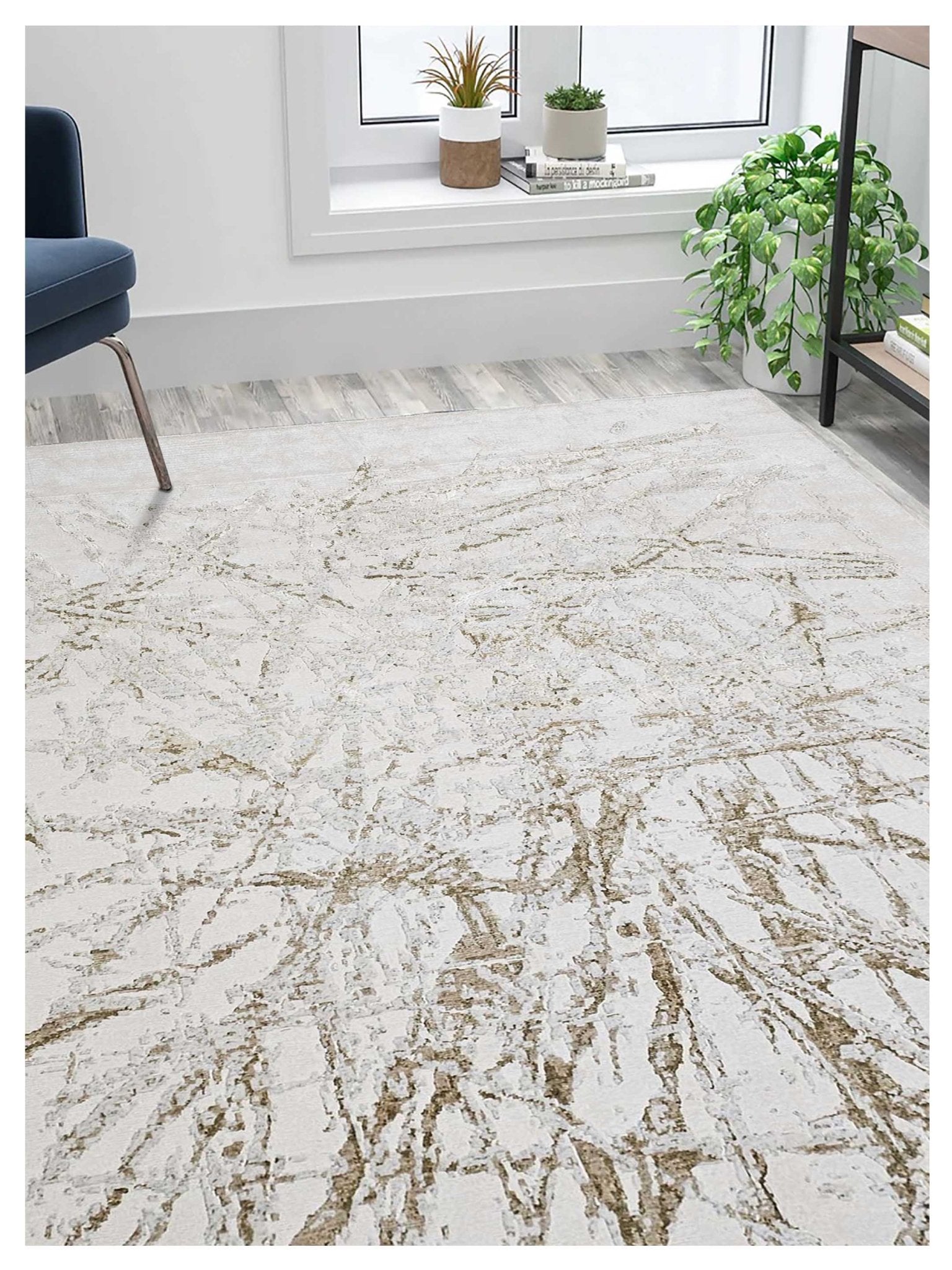 Artisan Mary Ivory Gold Contemporary Knotted Rug - Rugs - Artisan - Atlanta Designer Rugs