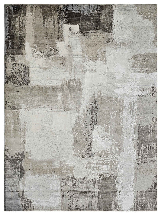 Artisan Mary  Ivory Taupe Contemporary Knotted Rug