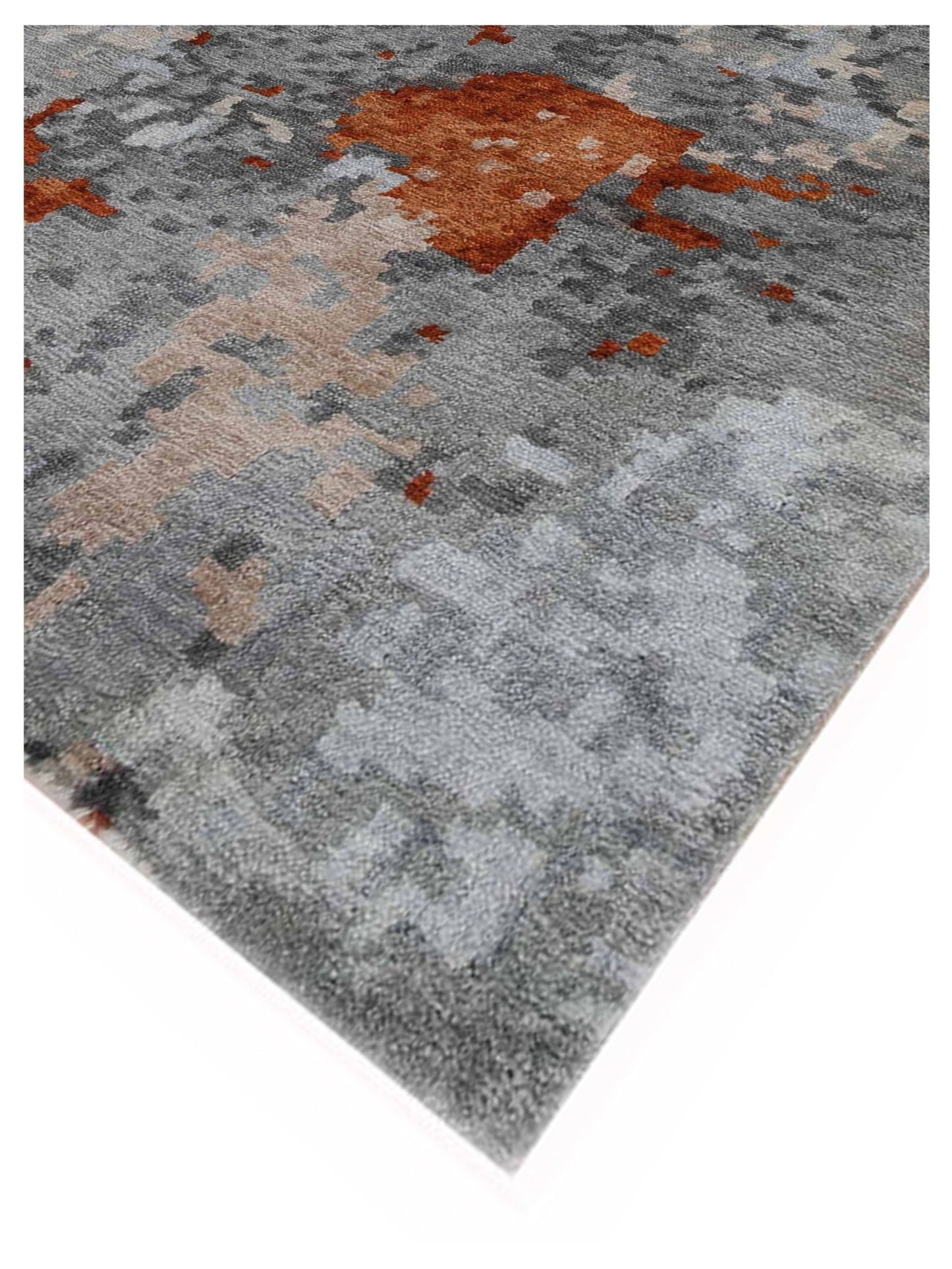 Artisan Mary Grey Rust Contemporary Knotted Rug - Rugs - Artisan - Atlanta Designer Rugs