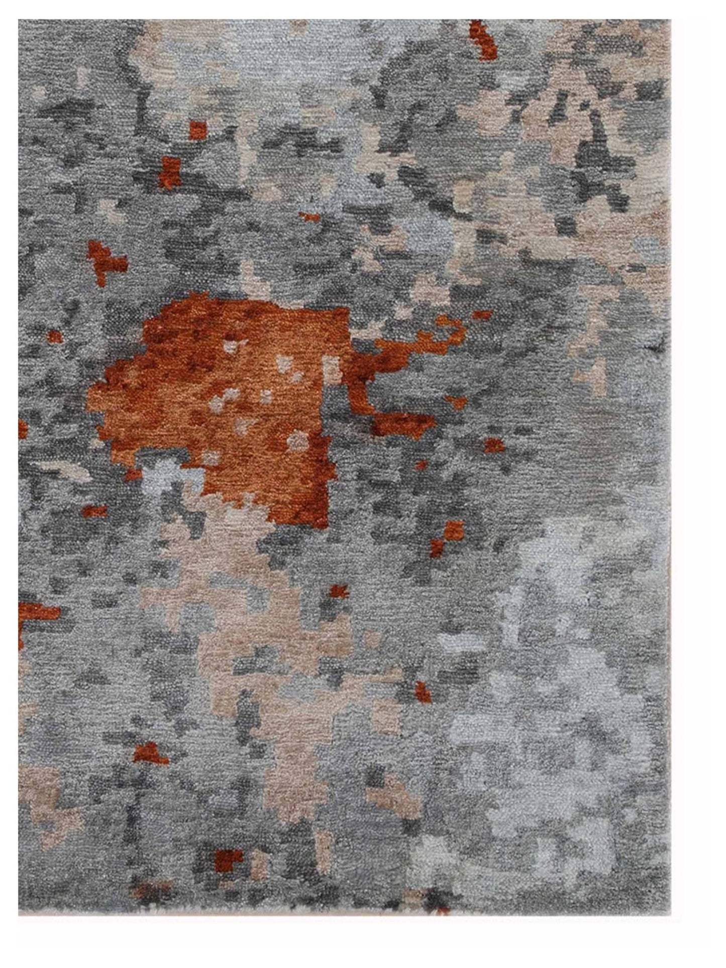 Artisan Mary Grey Rust Contemporary Knotted Rug - Rugs - Artisan - Atlanta Designer Rugs