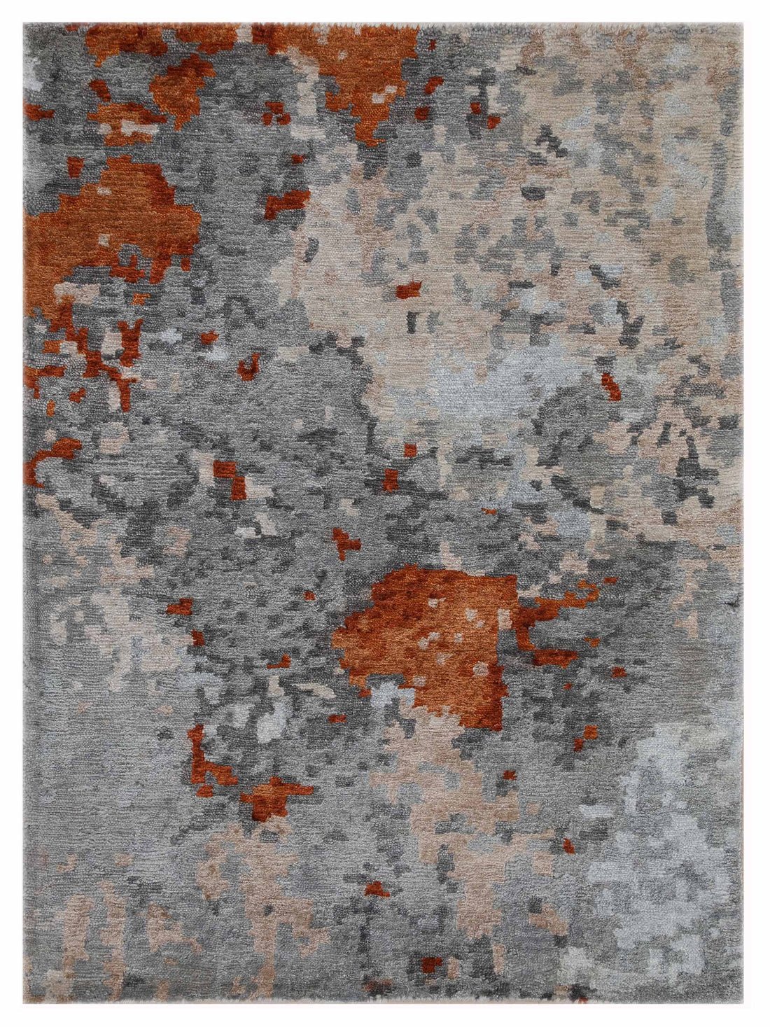 Artisan Mary Grey Rust Contemporary Knotted Rug - Rugs - Artisan - Atlanta Designer Rugs