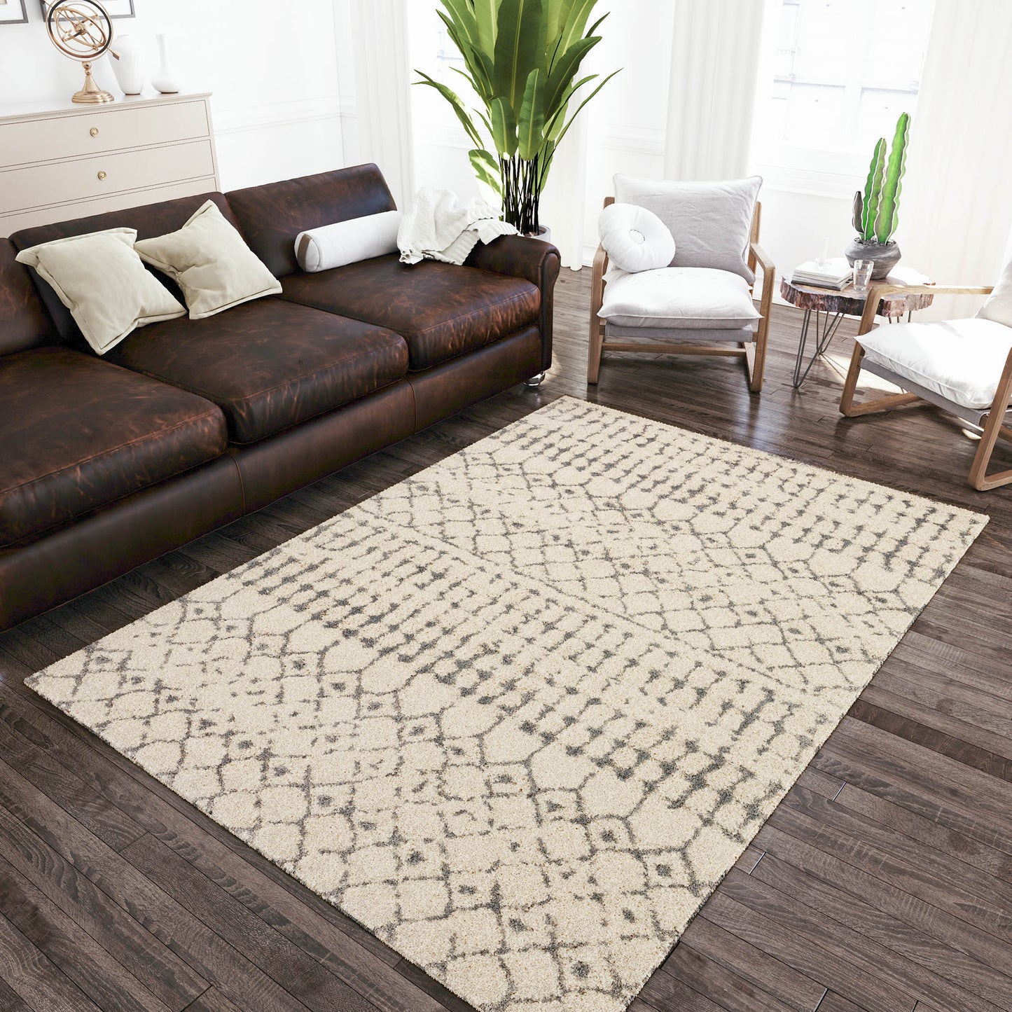 Dalyn Rugs Marquee MQ2 Ivory/Metal Transitional Shag Rug - Rugs - Dalyn Rugs - Atlanta Designer Rugs