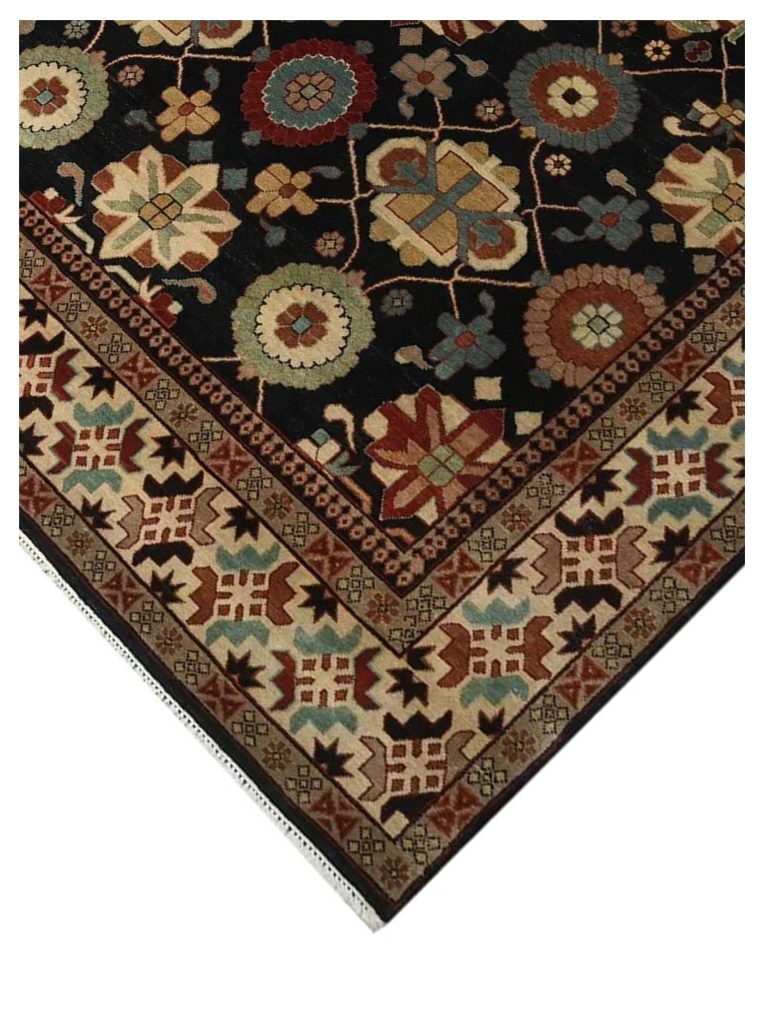 Artisan Helena Black Beige Traditional Knotted Rug - Rugs - Artisan - Atlanta Designer Rugs