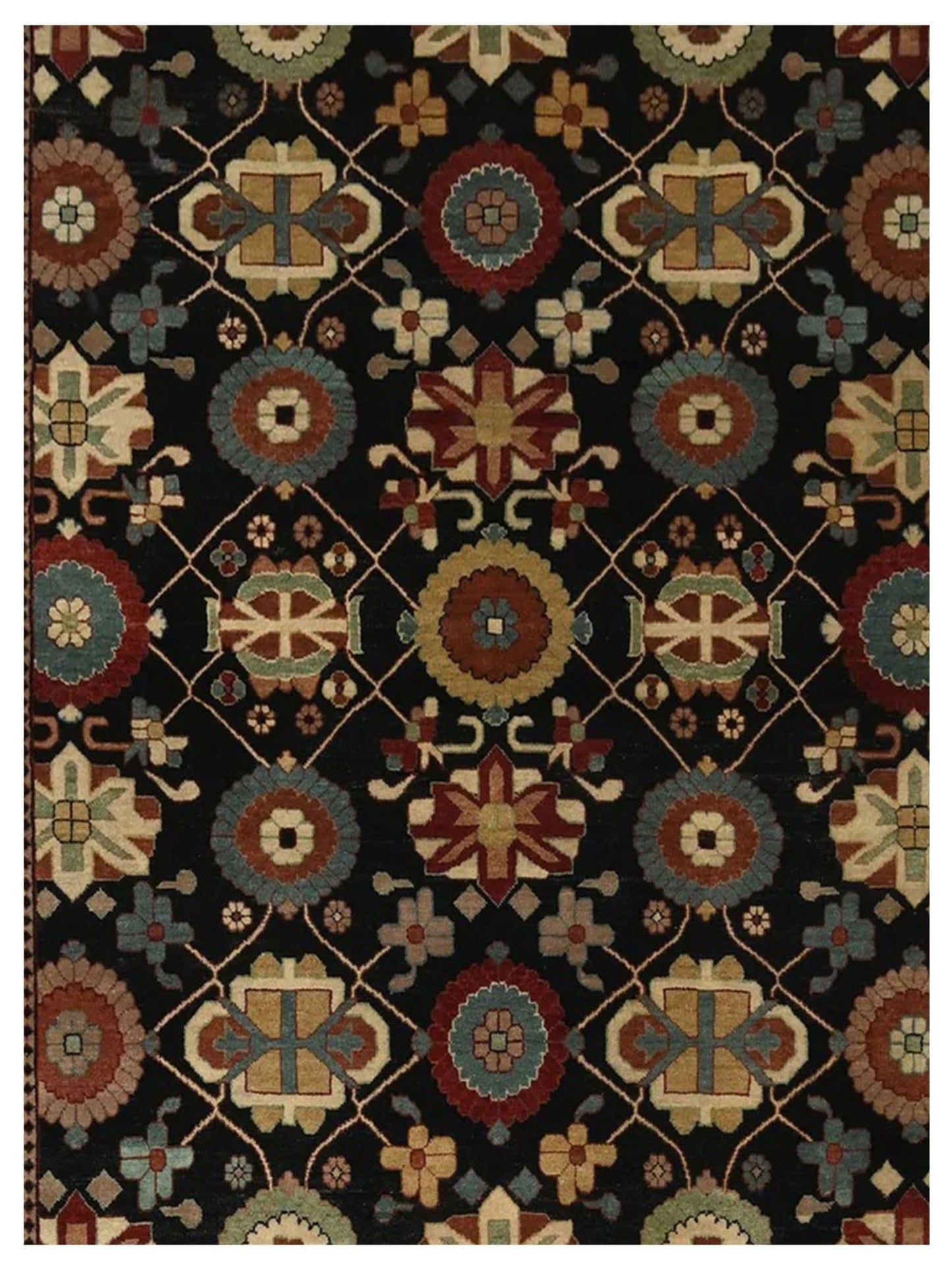 Artisan Helena Black Beige Traditional Knotted Rug - Rugs - Artisan - Atlanta Designer Rugs