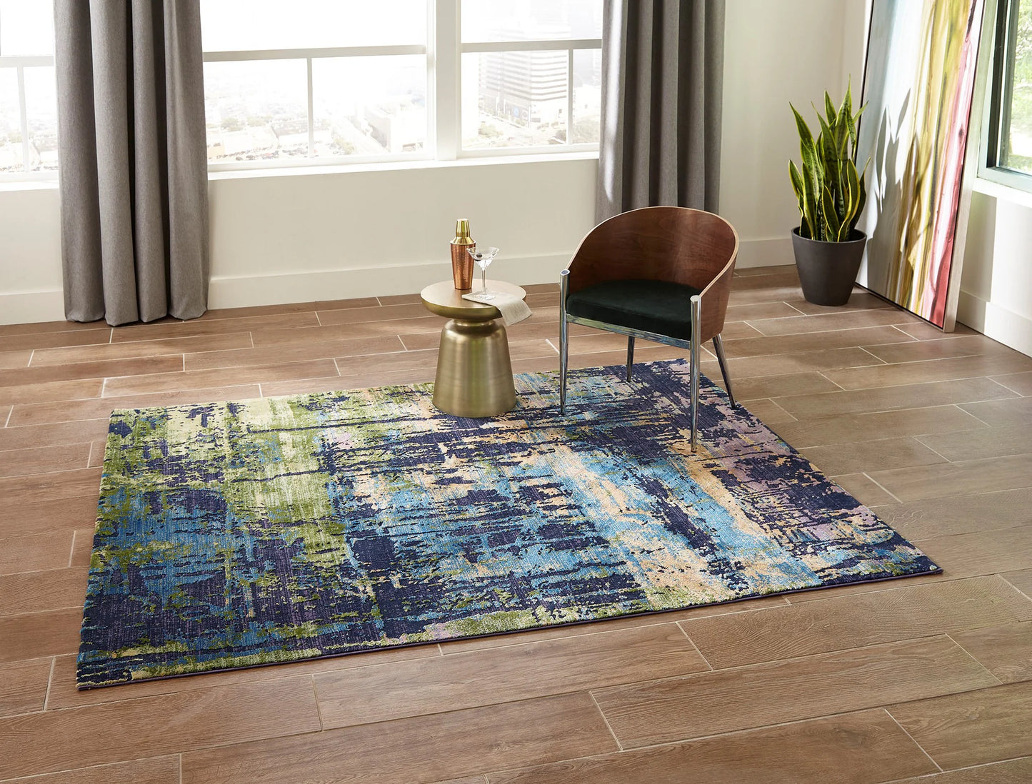 Momeni Portland PRT-3 Blue Casual Machine Made Rug