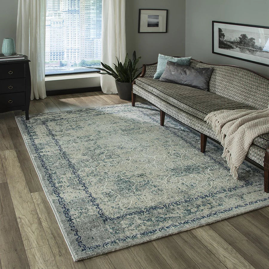 Momeni Luxe LX-14 Blue Transitional Machine Made Rug