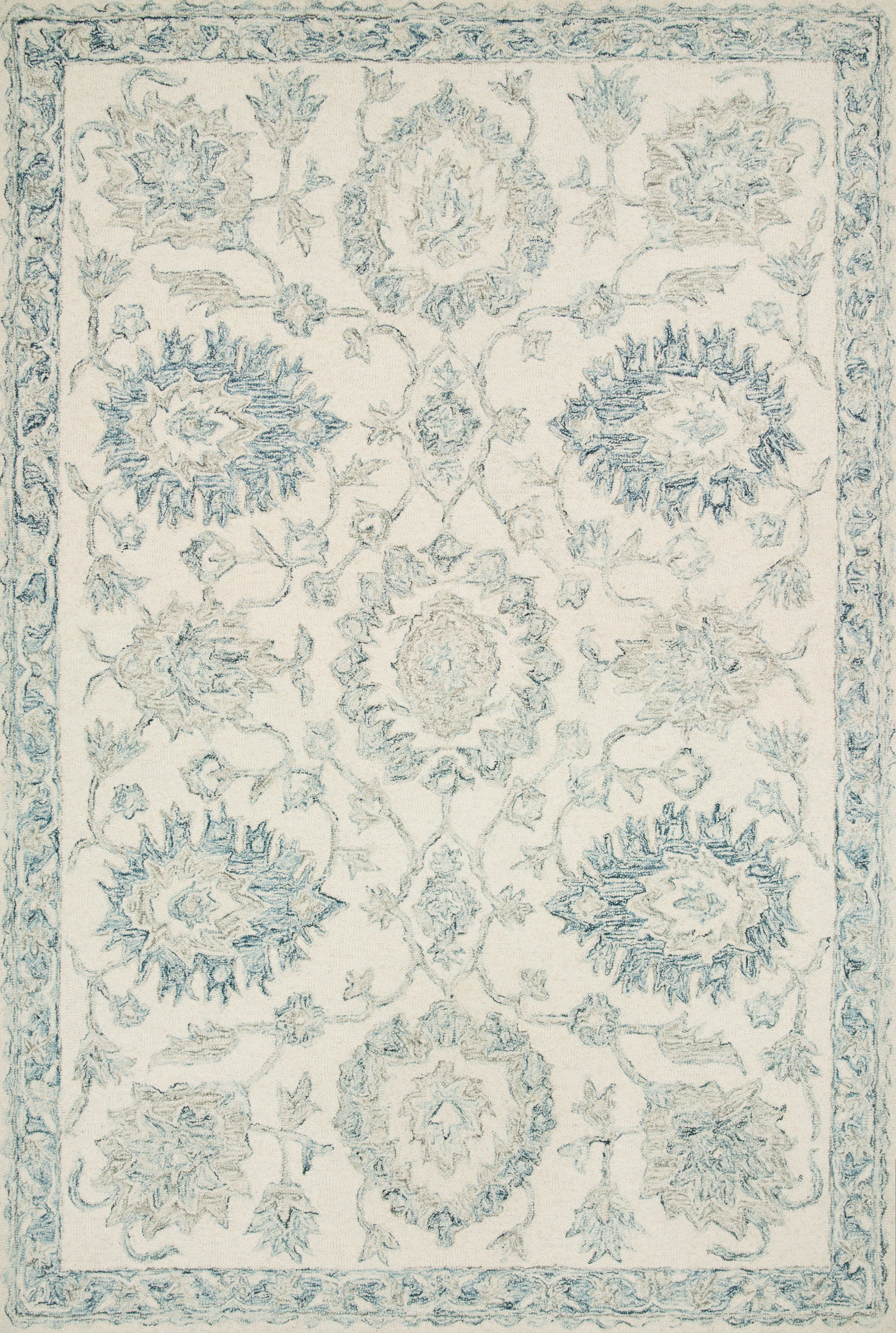 Loloi NORABEL NOR-04 Ivory Blue Contemporary Hooked Rug