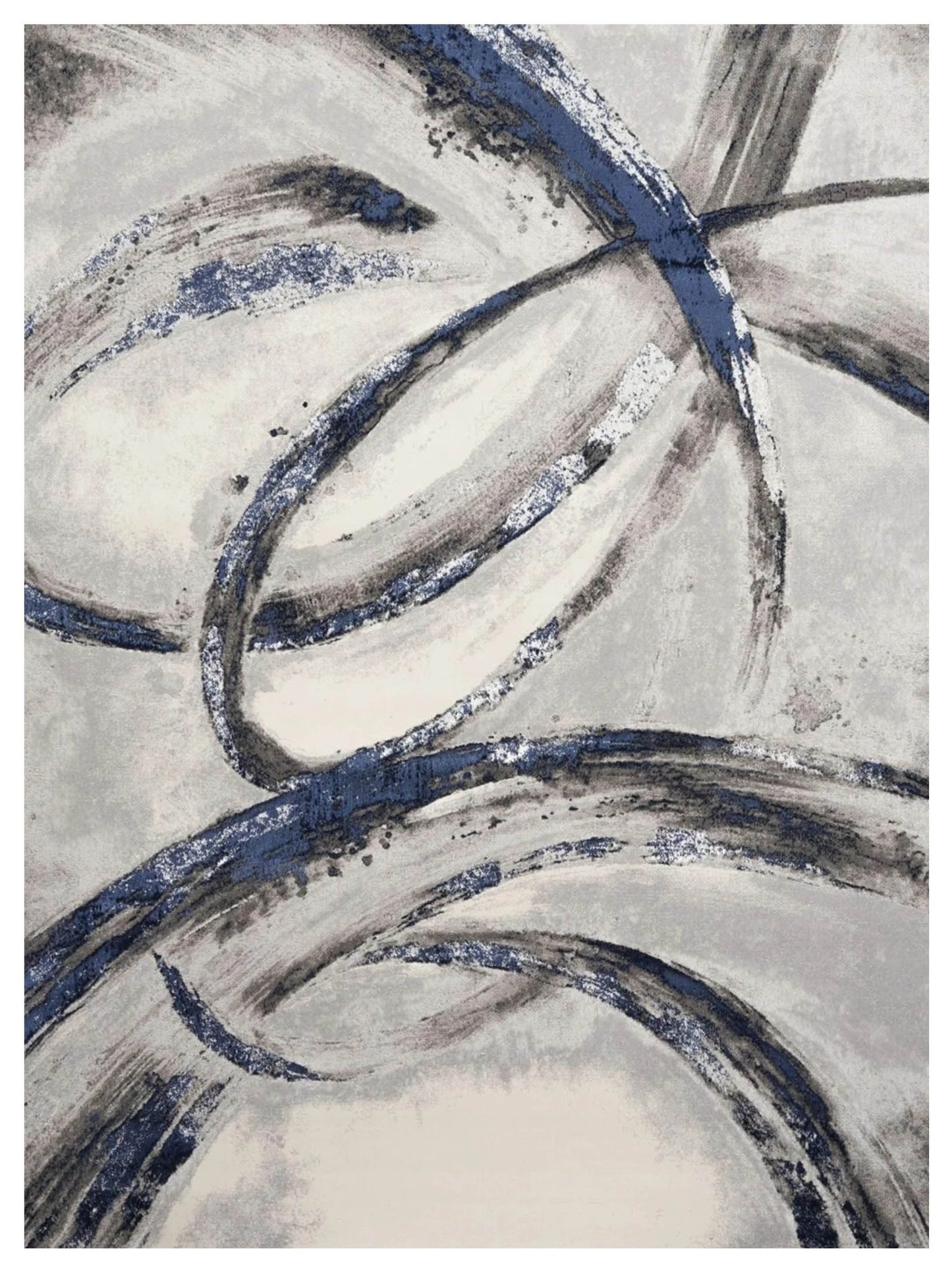 Inspire Me! Home Décor Brushstrokes BSK02 Grey Navy Contemporary Machinemade Rug - Rugs - Inspire Me! Home Décor - Atlanta Designer Rugs