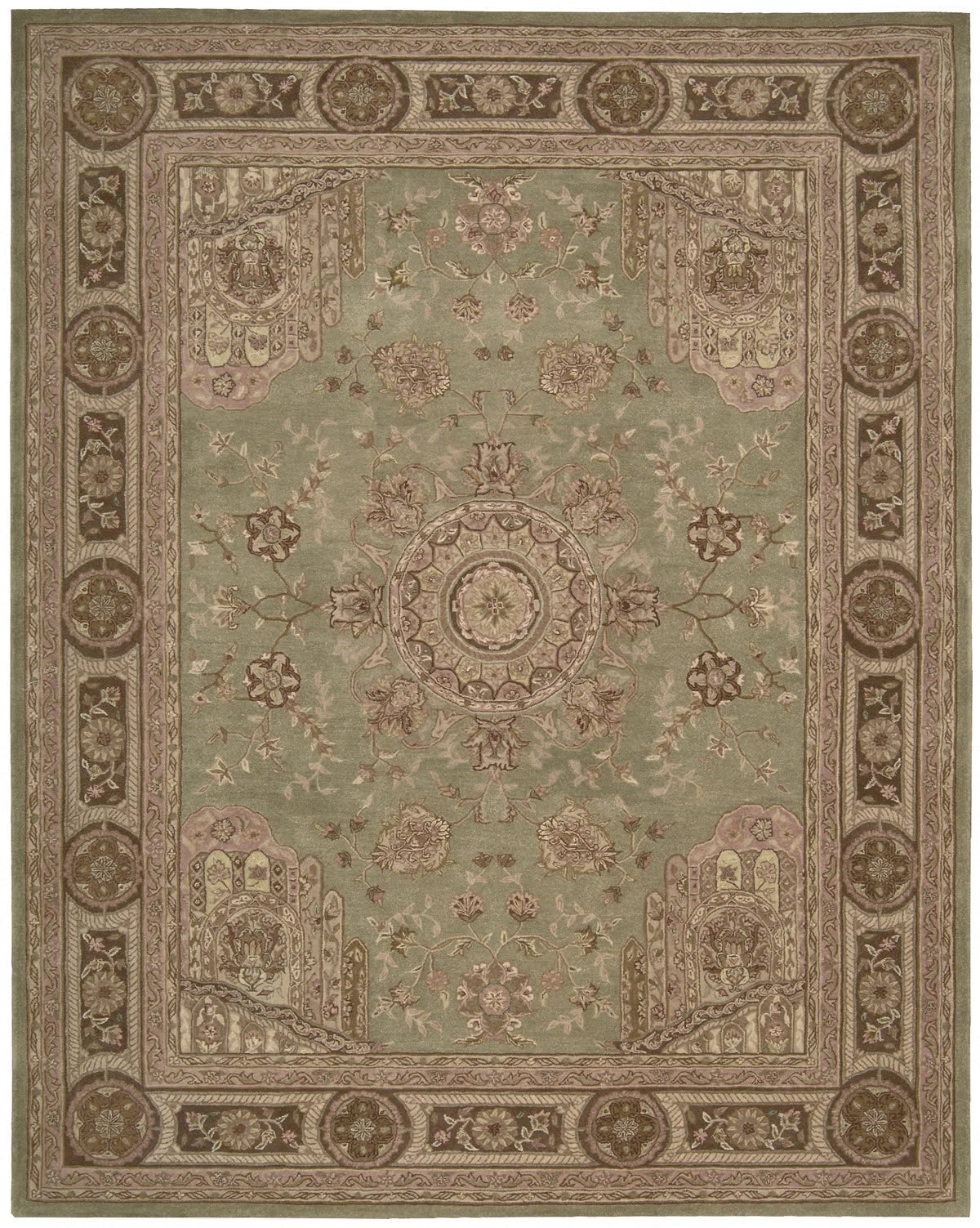 Nourison Home Heritage Hall HE26 Green Traditional Tufted Rug