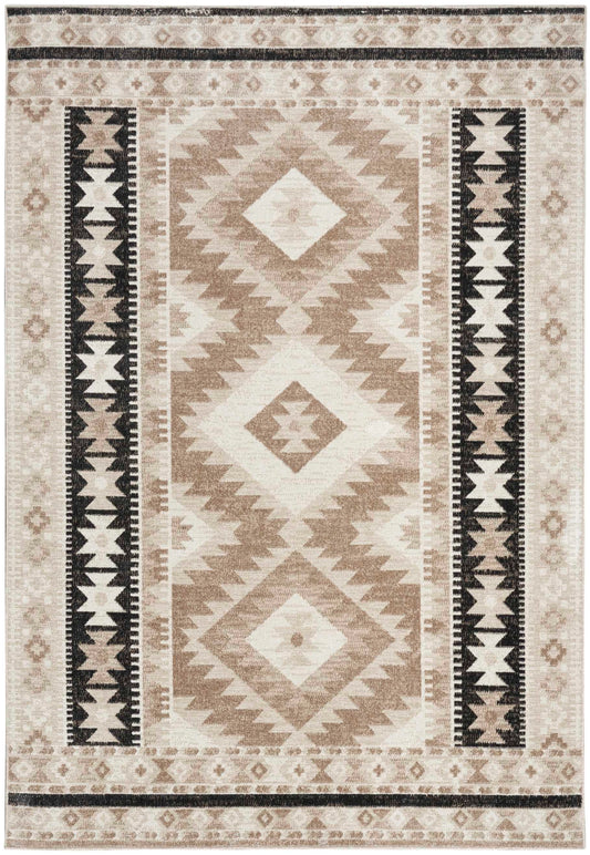 Nourison Home Washable Decor Beige Black   Rug