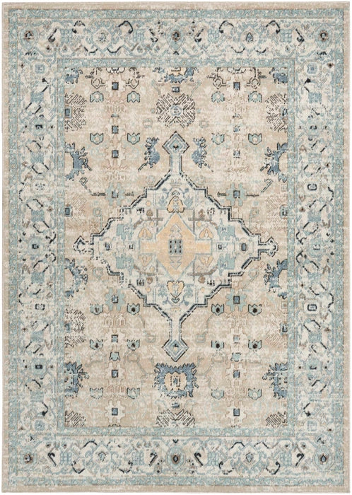 Nourison Home Washable Decor Taupe Blue   Rug