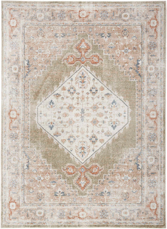 Nourison Home Astra Machine Washable ASW11 Sage Multicolor  Traditional Machinemade Rug