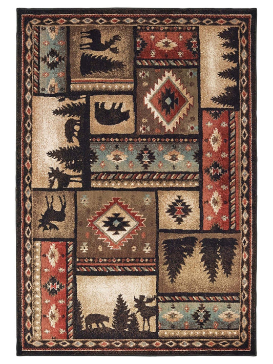 Oriental Weavers WOODLANDS 1041C Black Multi Casual Machinemade Rug - Rugs - Oriental Weavers - Atlanta Designer Rugs