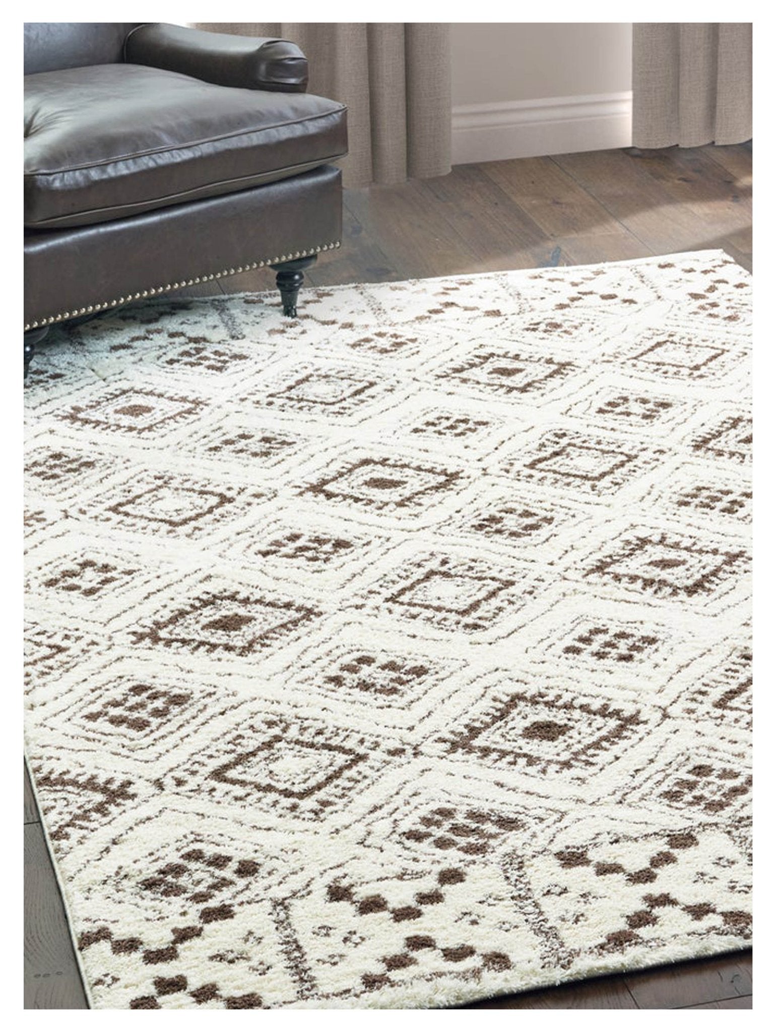 Oriental Weavers Verona 1330W Ivory Brown Shag Machinemade Rug - Rugs - Oriental Weavers - Atlanta Designer Rugs