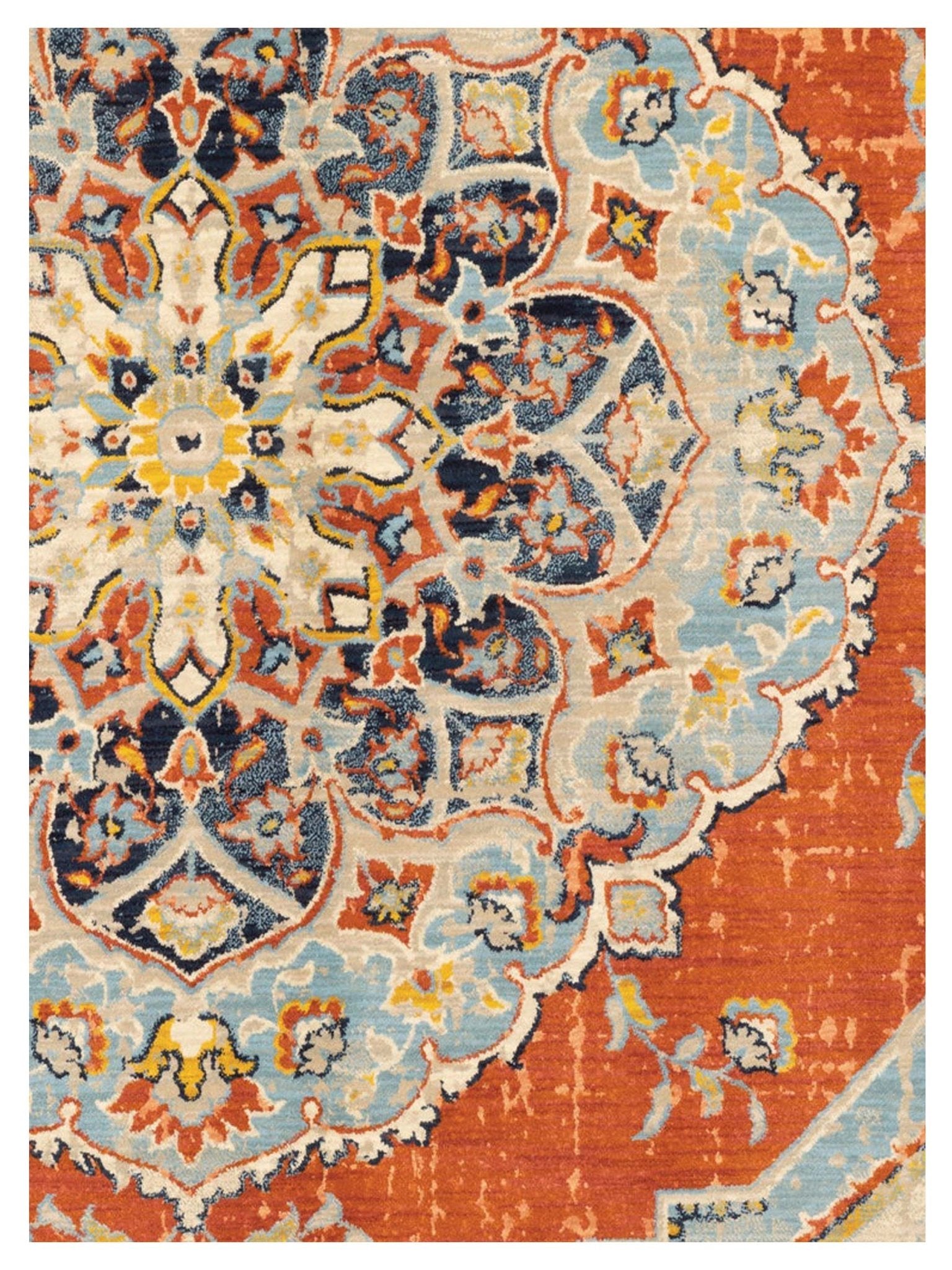 Oriental Weavers XANADU 1332Q Orange Blue Casual Machinemade Rug - Rugs - Oriental Weavers - Atlanta Designer Rugs