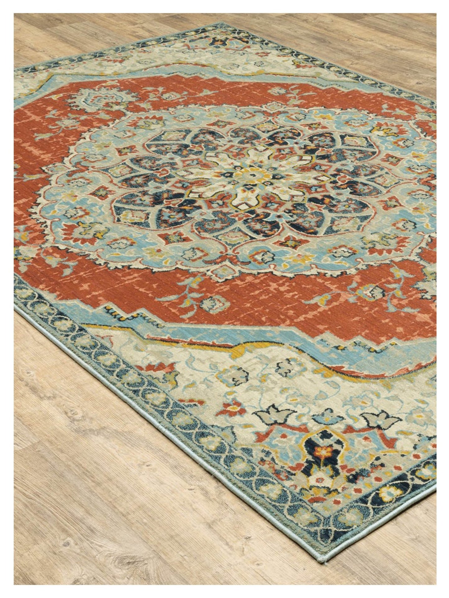 Oriental Weavers XANADU 1332Q Orange Blue Casual Machinemade Rug - Rugs - Oriental Weavers - Atlanta Designer Rugs