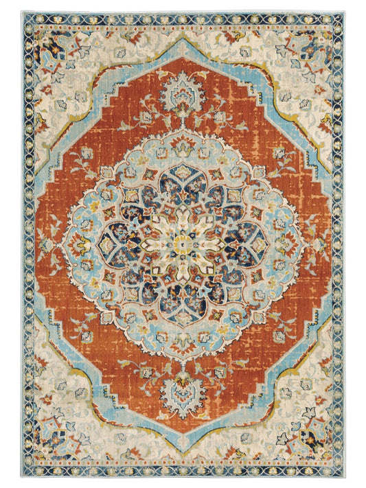 Oriental Weavers XANADU 1332Q Orange Blue Casual Machinemade Rug - Rugs - Oriental Weavers - Atlanta Designer Rugs