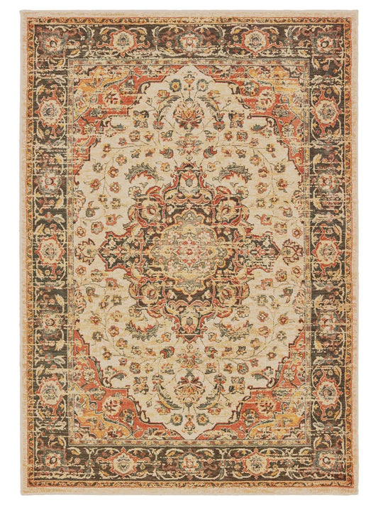 Oriental Weavers TOSCANA 9551A Ivory Orange Traditional Machinemade Rug - Rugs - Oriental Weavers - Atlanta Designer Rugs