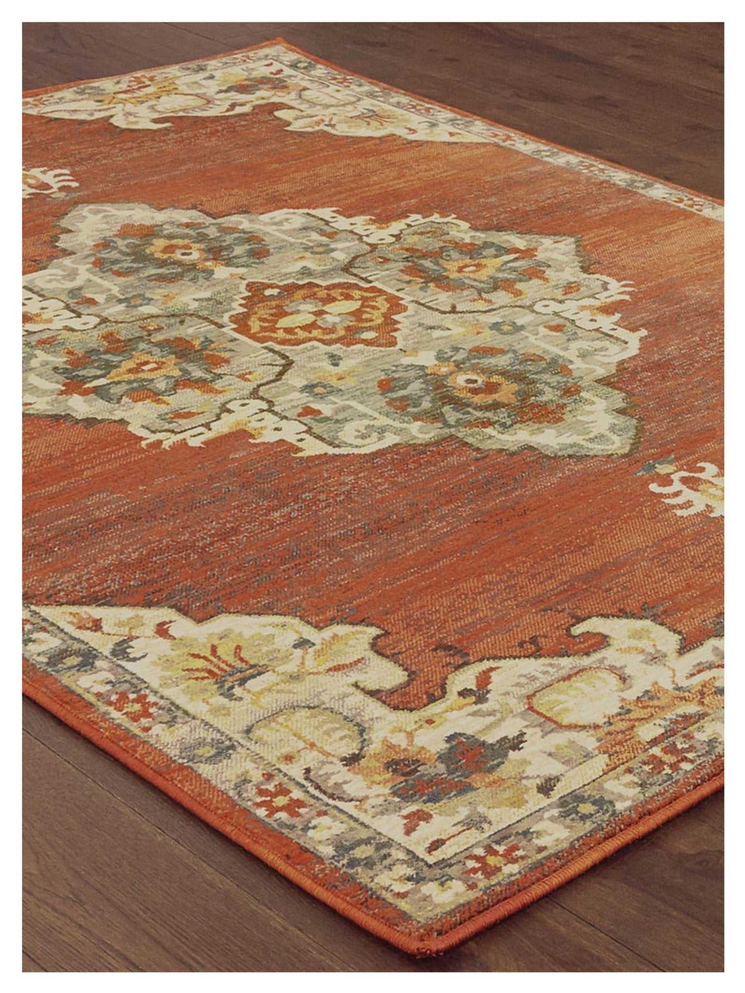 Oriental Weavers TOSCANA 9568B Orange Grey Casual Machinemade Rug - Rugs - Oriental Weavers - Atlanta Designer Rugs