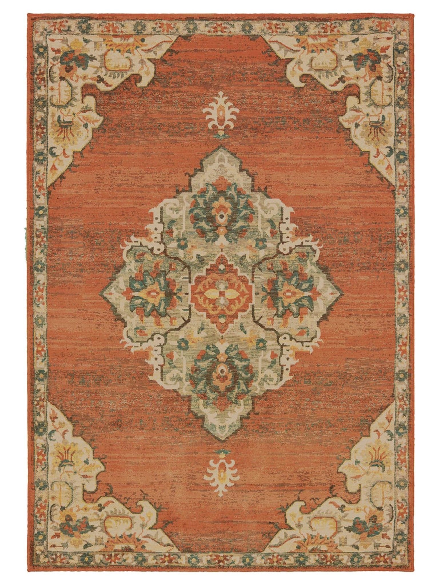 Oriental Weavers TOSCANA 9568B Orange Grey Casual Machinemade Rug - Rugs - Oriental Weavers - Atlanta Designer Rugs