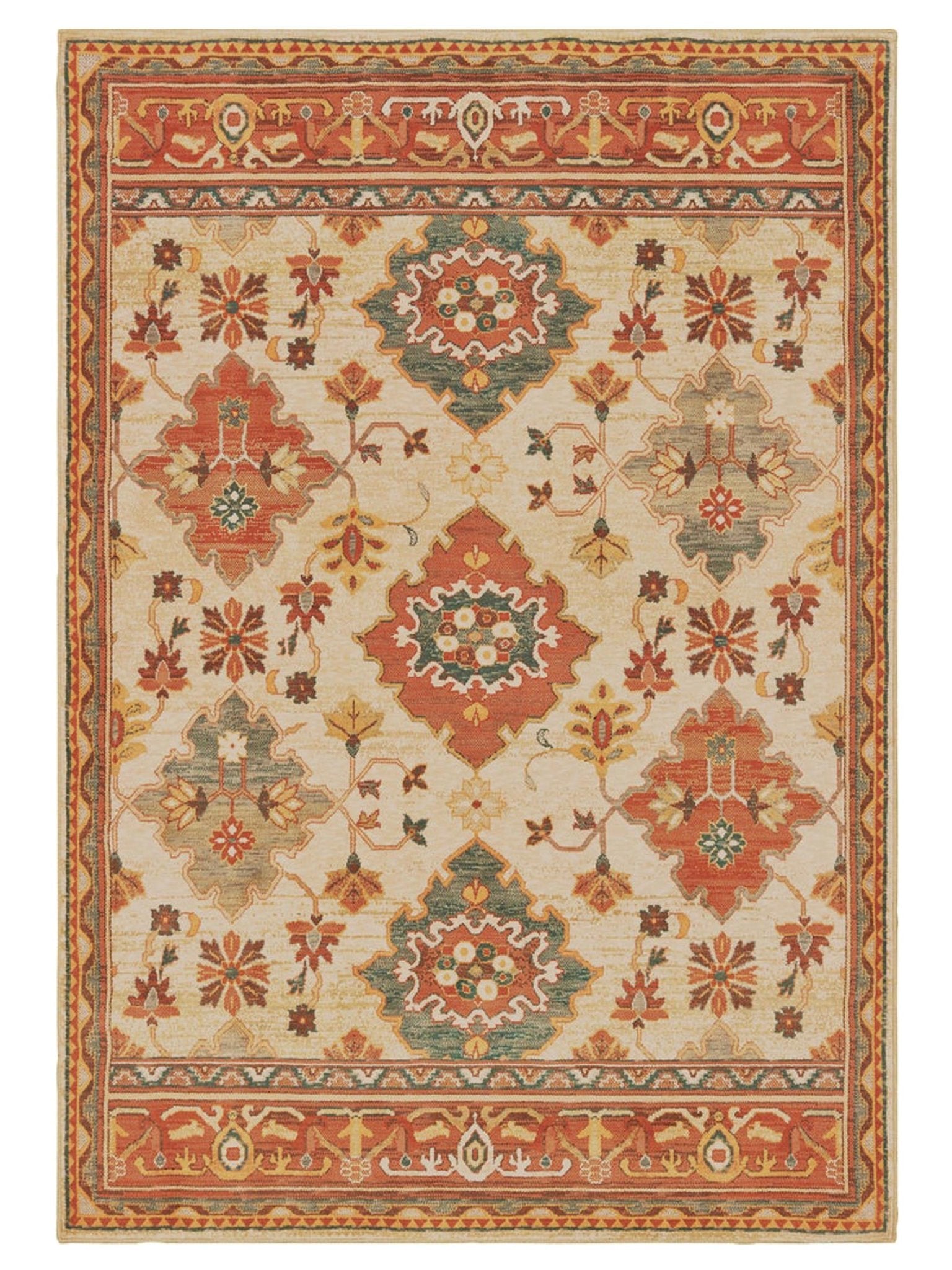 Oriental Weavers TOSCANA 9570A Ivory Orange Casual Machinemade Rug - Rugs - Oriental Weavers - Atlanta Designer Rugs