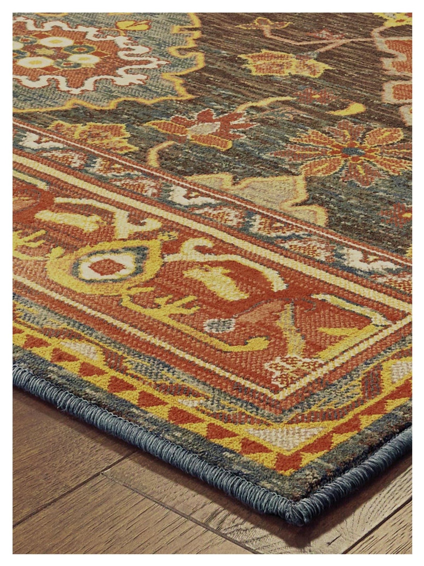 Oriental Weavers TOSCANA 9570B Charcoal Orange Casual Machinemade Rug - Rugs - Oriental Weavers - Atlanta Designer Rugs