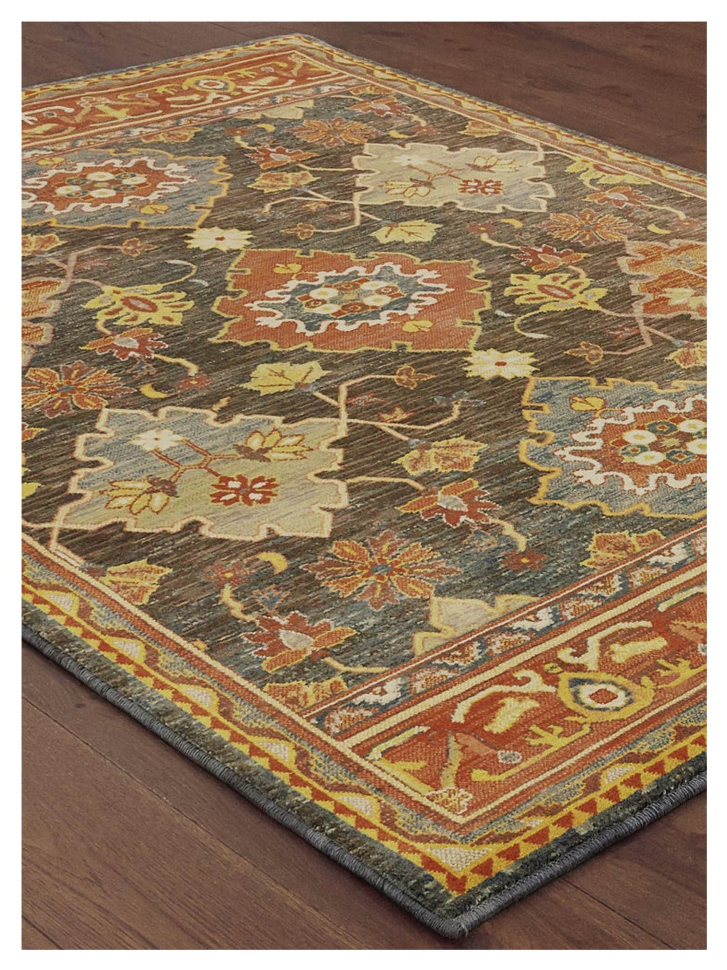 Oriental Weavers TOSCANA 9570B Charcoal Orange Casual Machinemade Rug - Rugs - Oriental Weavers - Atlanta Designer Rugs