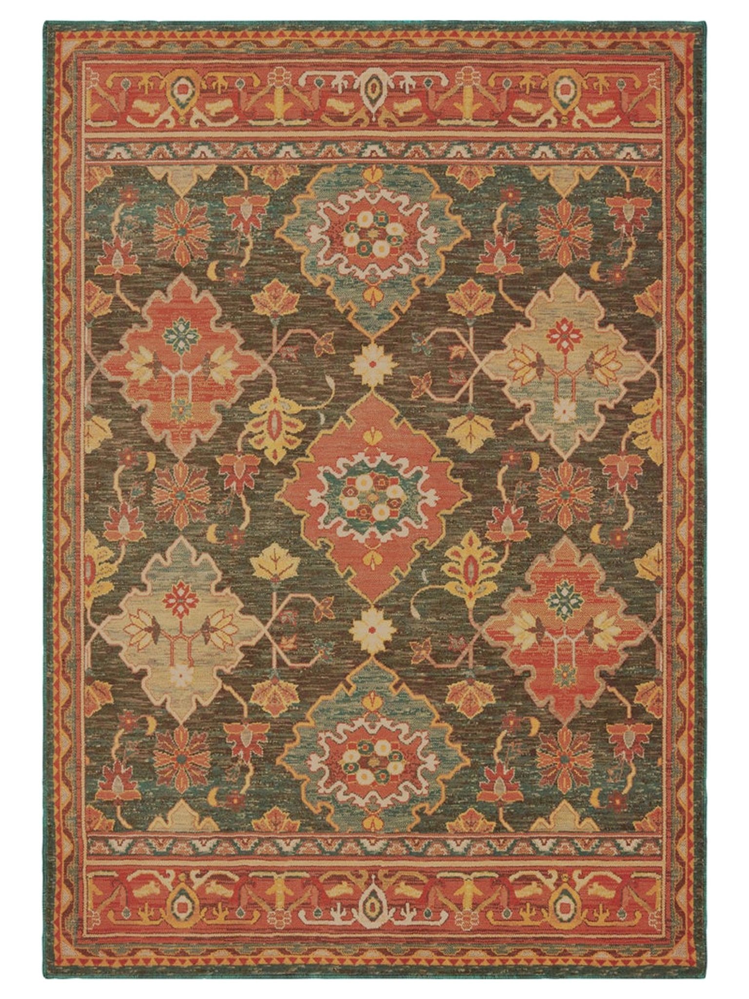 Oriental Weavers TOSCANA 9570B Charcoal Orange Casual Machinemade Rug - Rugs - Oriental Weavers - Atlanta Designer Rugs