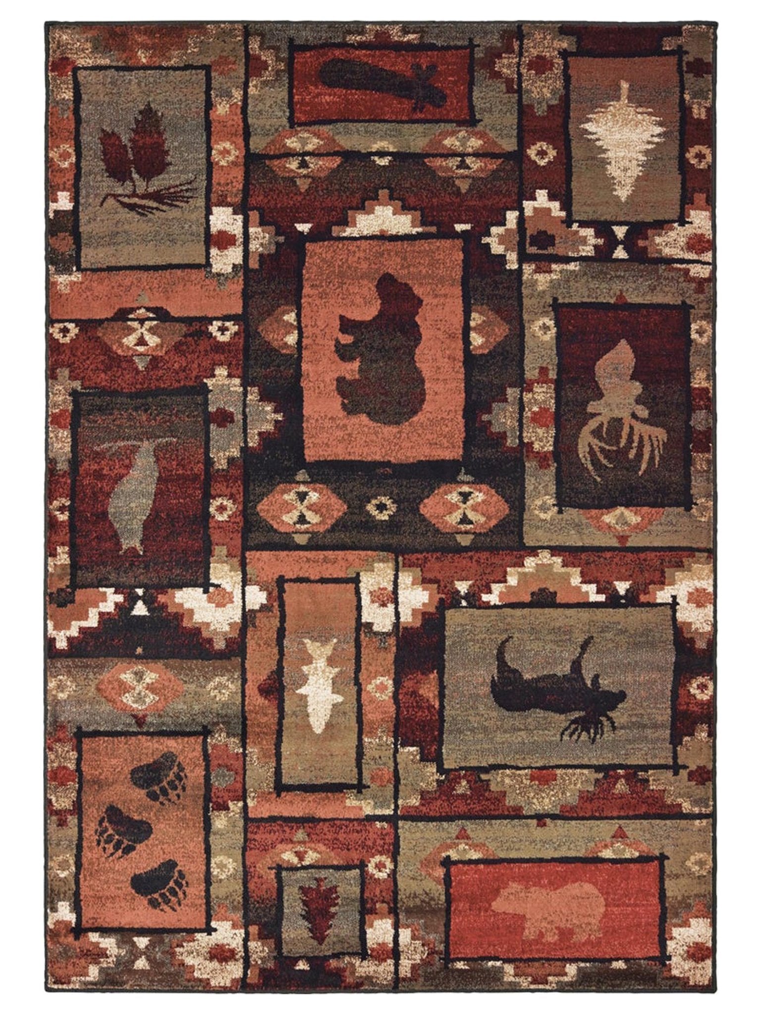 Oriental Weavers WOODLANDS 9601D Brown Rust Casual Machinemade Rug - Rugs - Oriental Weavers - Atlanta Designer Rugs