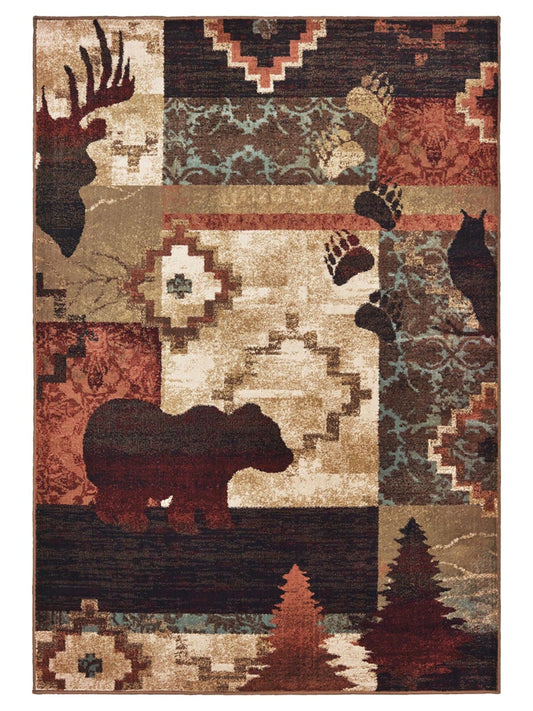 Oriental Weavers WOODLANDS 9649A Brown Rust Casual Machinemade Rug - Rugs - Oriental Weavers - Atlanta Designer Rugs