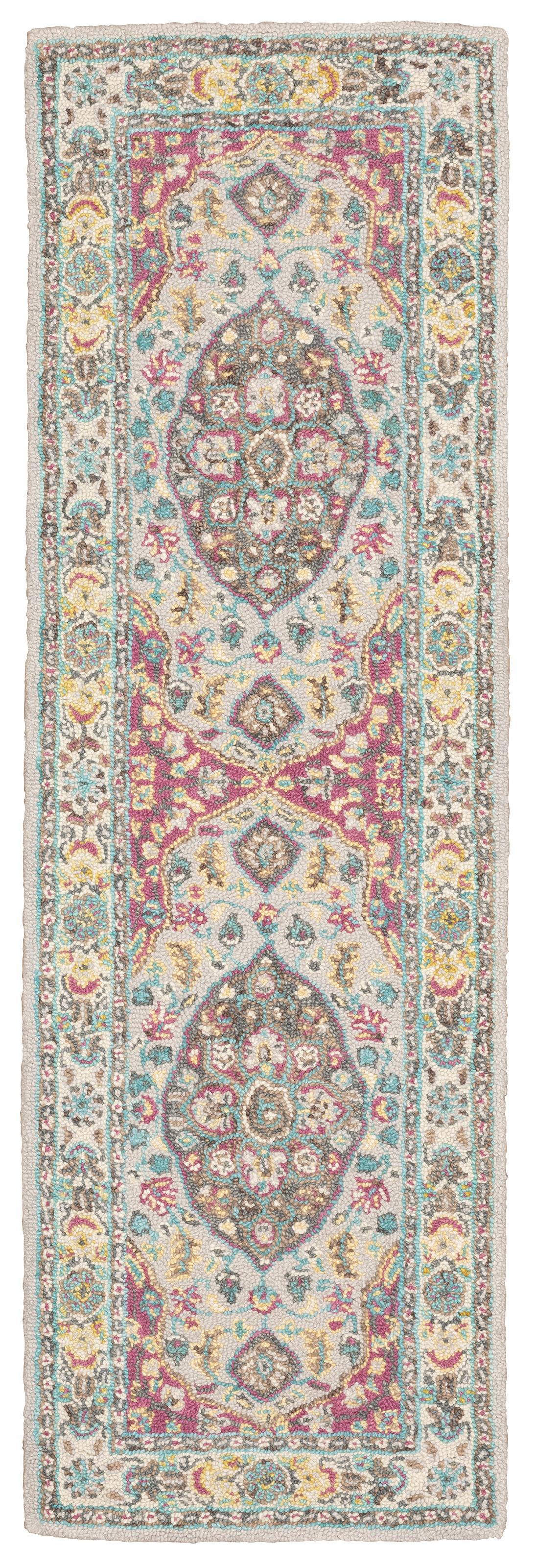 Oriental Weavers ZAHRA 75504 Grey Pink Traditional Tufted Rug