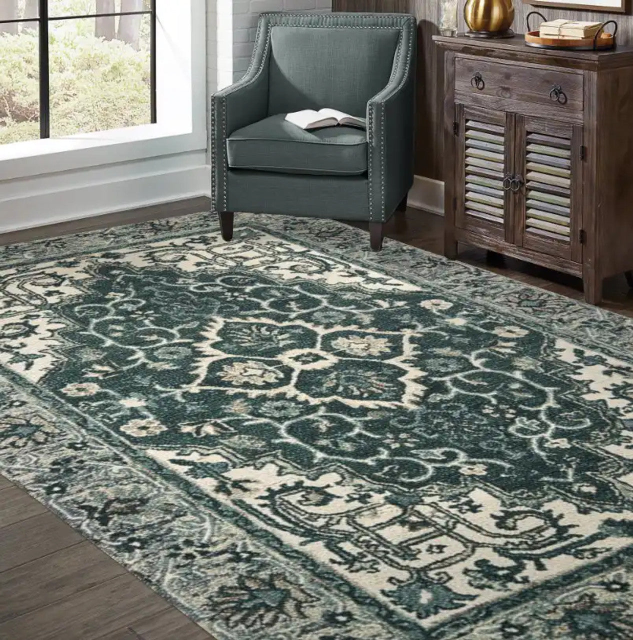 Oriental Weavers ZAHRA 75506 Grey Blue Traditional Tufted Rug