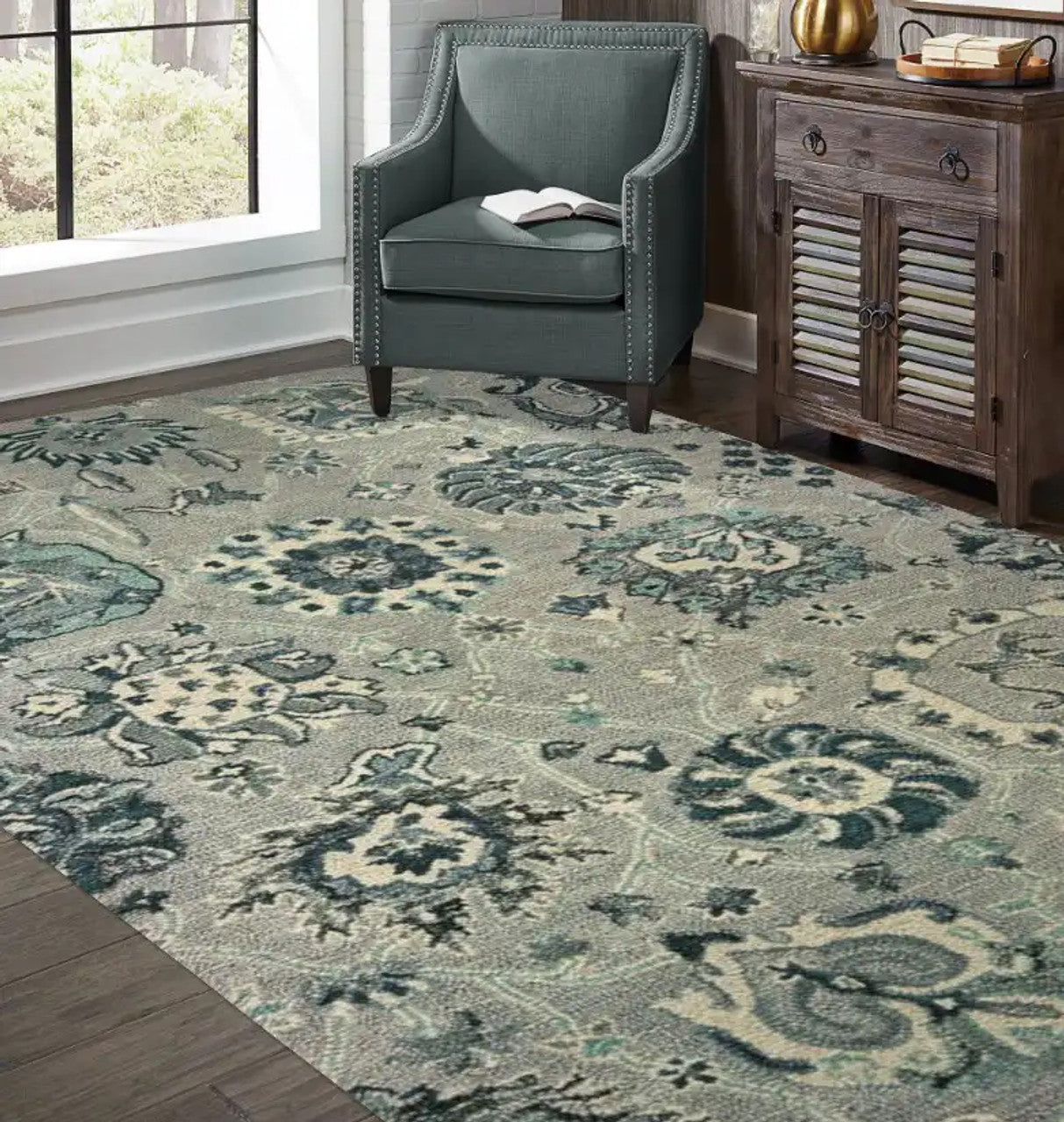 Oriental Weavers ZAHRA 75508 Grey Blue Casual Tufted Rug