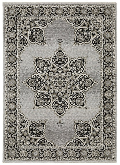 Oriental Weavers Chamberlain CH11L Grey Black Traditional Machine-Print Rug