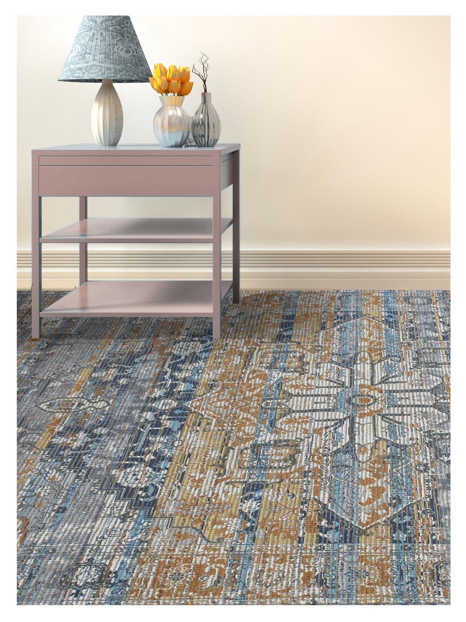 Limited PALMDALE PA - 352 DENIM ORANGE Kilim Woven Rug - Rugs - Limited - Atlanta Designer Rugs