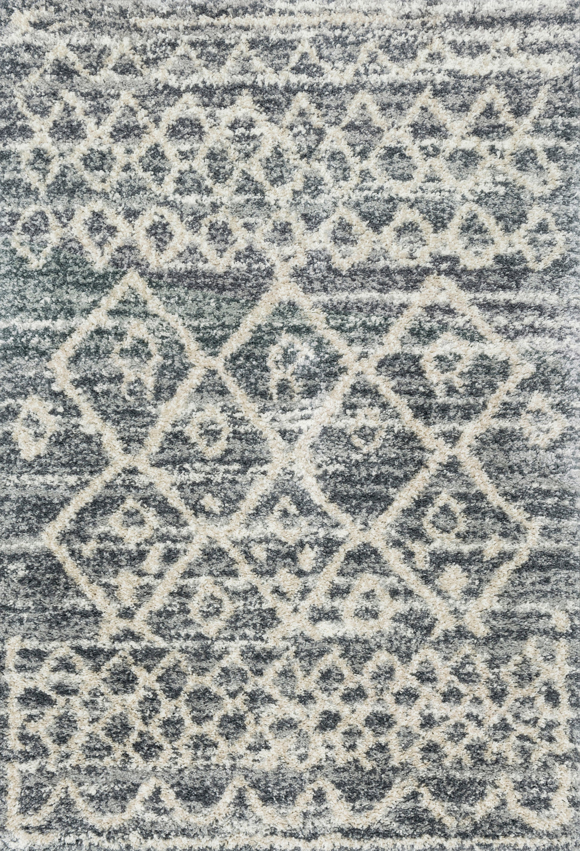 Loloi QUINCY QC-02 Graphite Beige Shag Power Loomed Rug