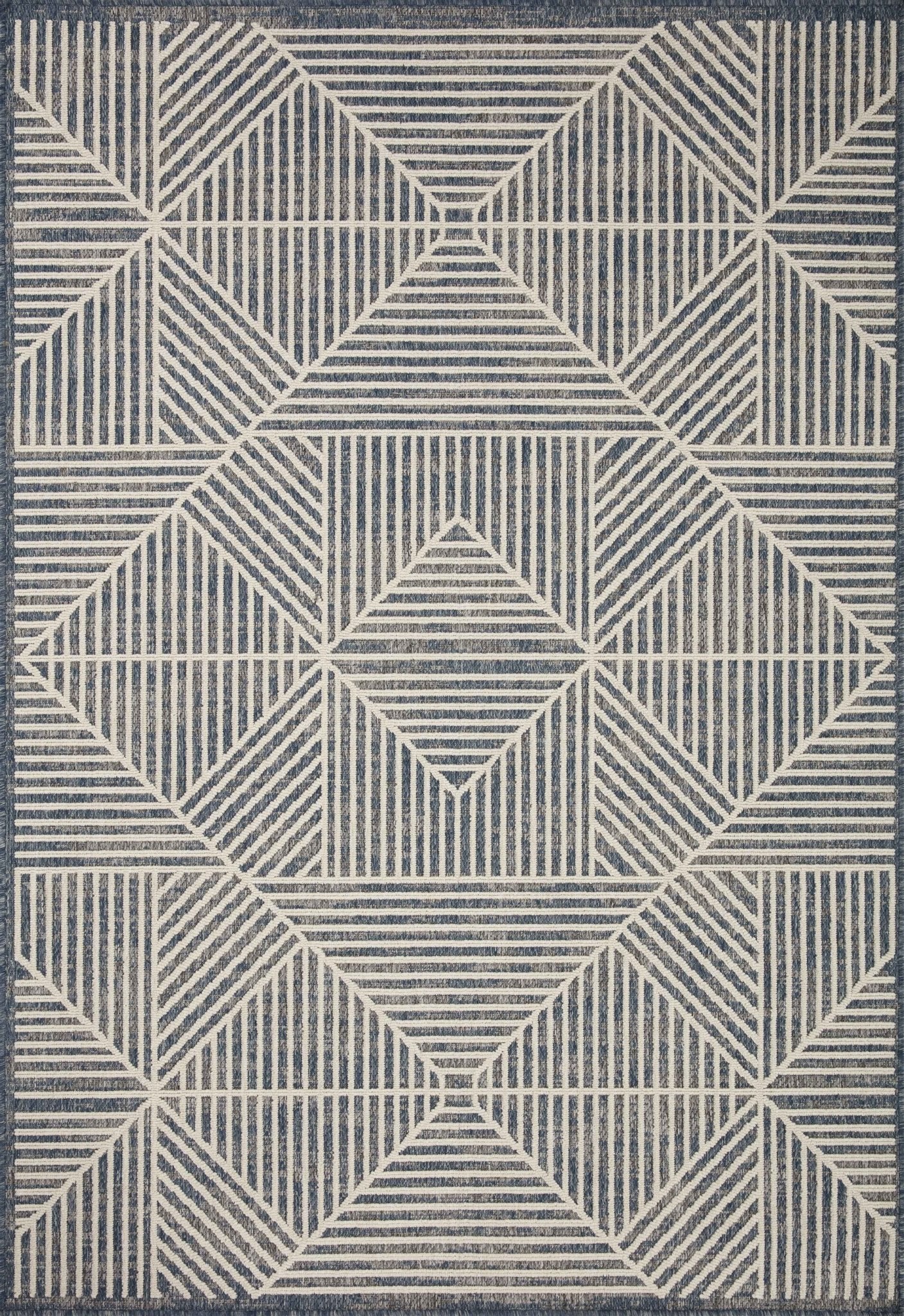 Loloi II Rainier RAI - 03 Denim Ivory Indoor/Outdoor Power Loomed Rug - Rugs - Loloi II - Atlanta Designer Rugs