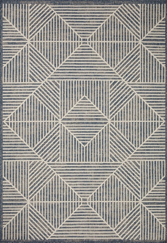 Loloi II Rainier RAI - 03 Denim Ivory Indoor/Outdoor Power Loomed Rug - Rugs - Loloi II - Atlanta Designer Rugs