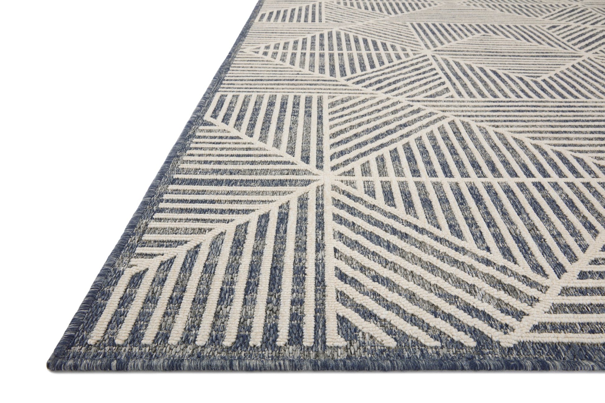 Loloi II Rainier RAI - 03 Denim Ivory Indoor/Outdoor Power Loomed Rug - Rugs - Loloi II - Atlanta Designer Rugs