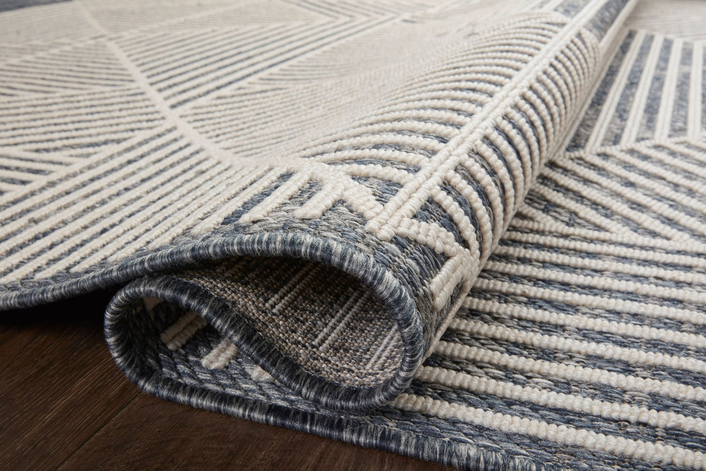 Loloi II Rainier RAI - 03 Denim Ivory Indoor/Outdoor Power Loomed Rug - Rugs - Loloi II - Atlanta Designer Rugs