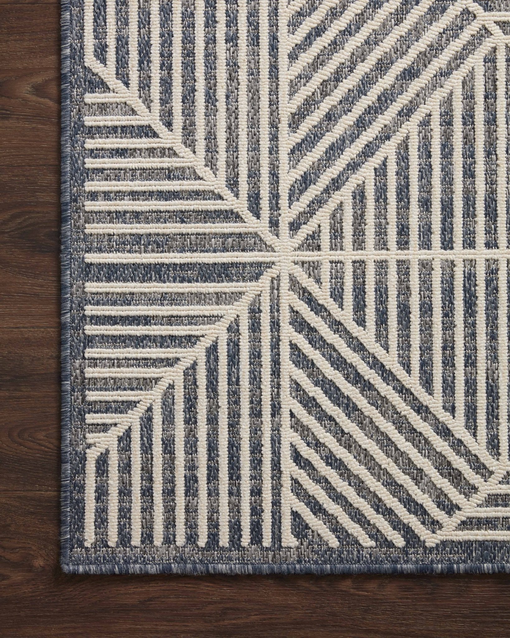 Loloi II Rainier RAI - 03 Denim Ivory Indoor/Outdoor Power Loomed Rug - Rugs - Loloi II - Atlanta Designer Rugs