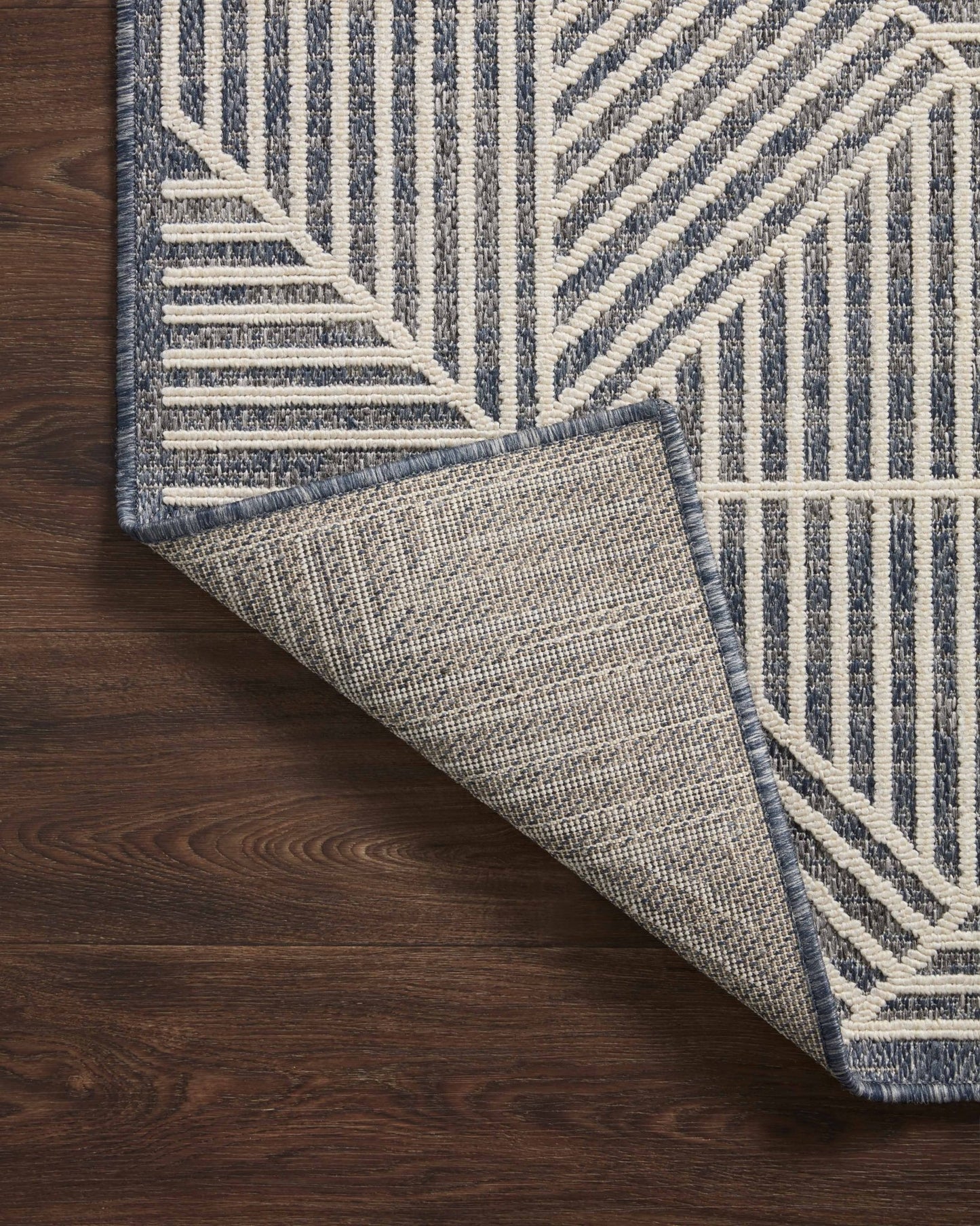 Loloi II Rainier RAI - 03 Denim Ivory Indoor/Outdoor Power Loomed Rug - Rugs - Loloi II - Atlanta Designer Rugs