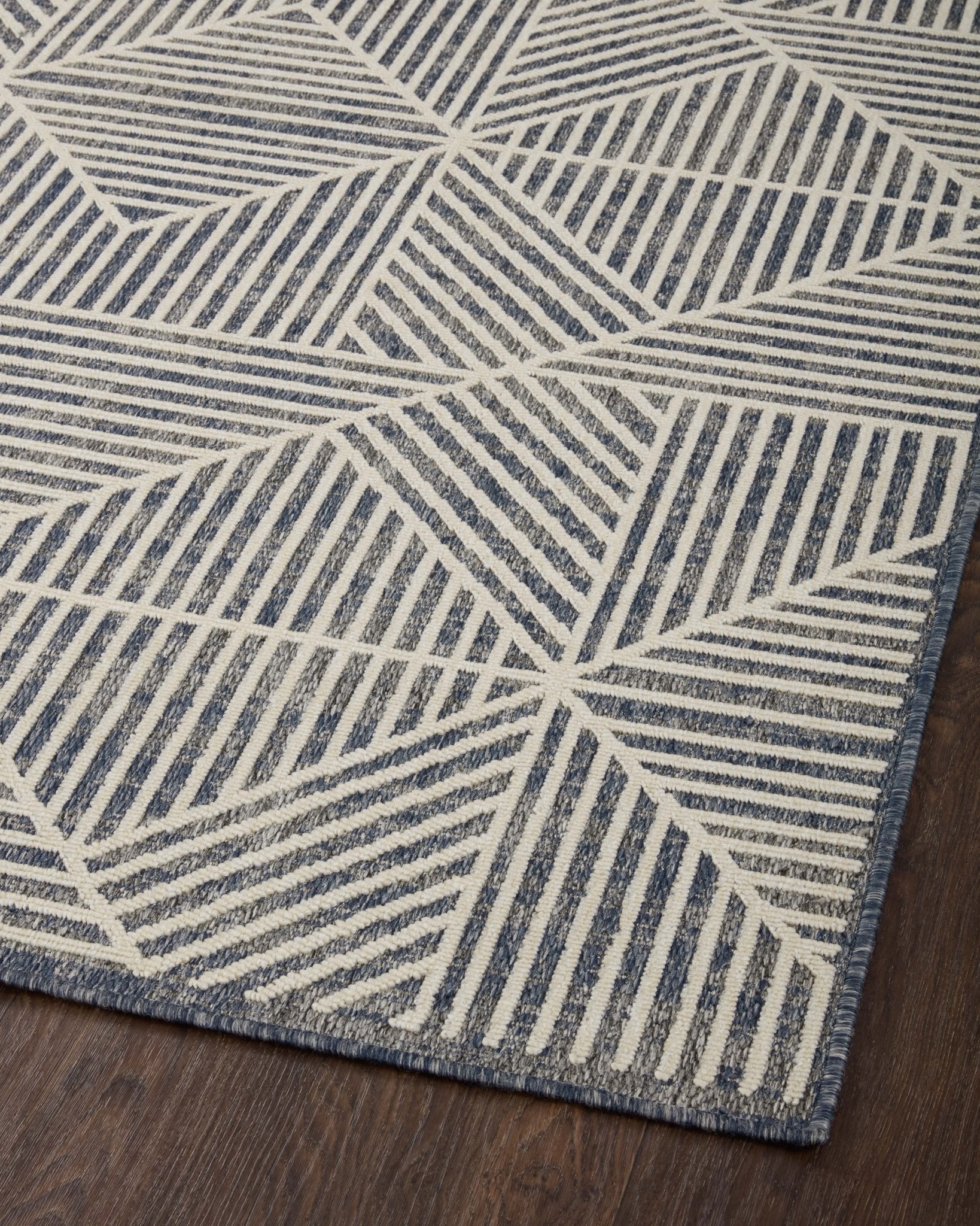 Loloi II Rainier RAI - 03 Denim Ivory Indoor/Outdoor Power Loomed Rug - Rugs - Loloi II - Atlanta Designer Rugs