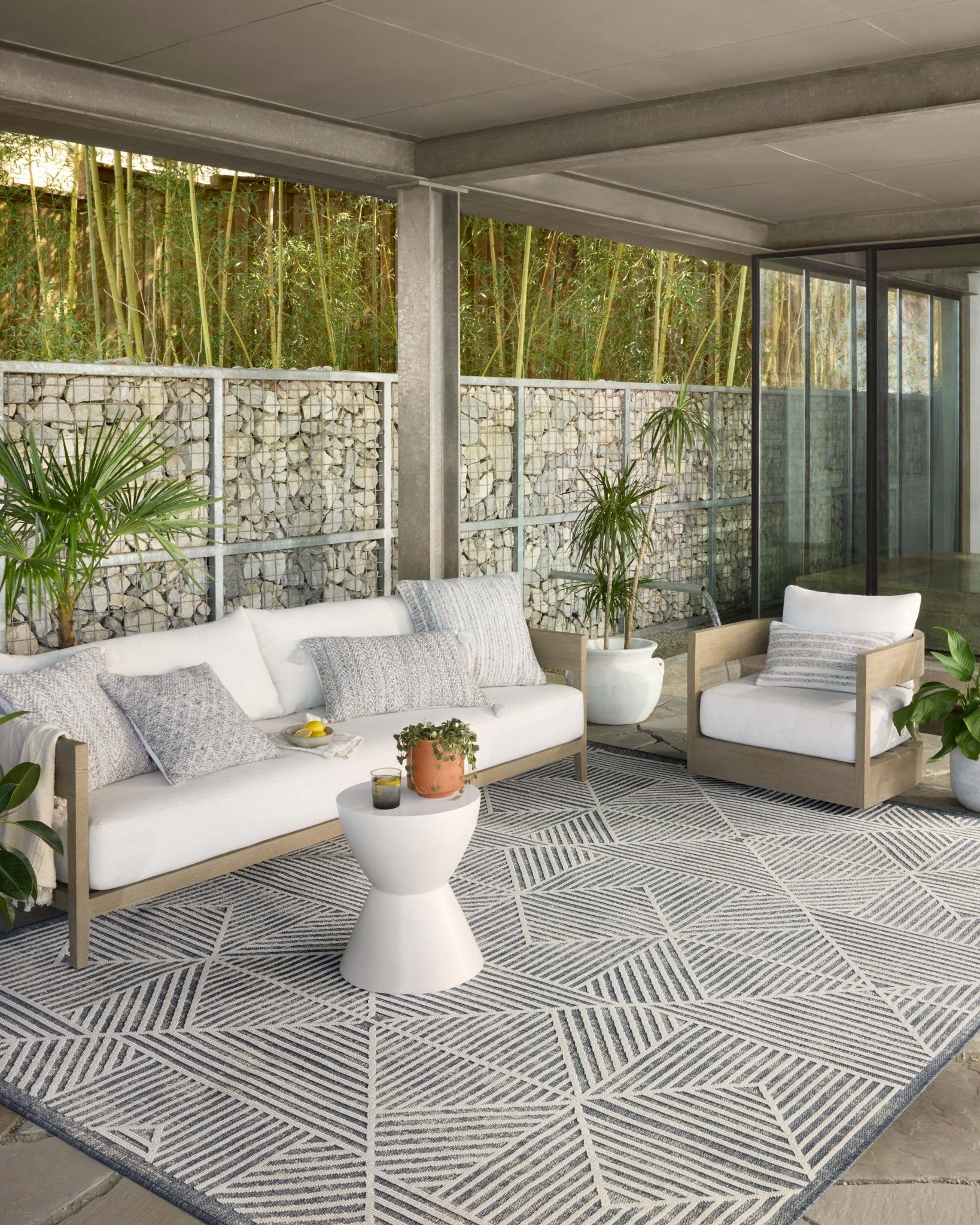 Loloi II Rainier RAI - 03 Denim Ivory Indoor/Outdoor Power Loomed Rug - Rugs - Loloi II - Atlanta Designer Rugs