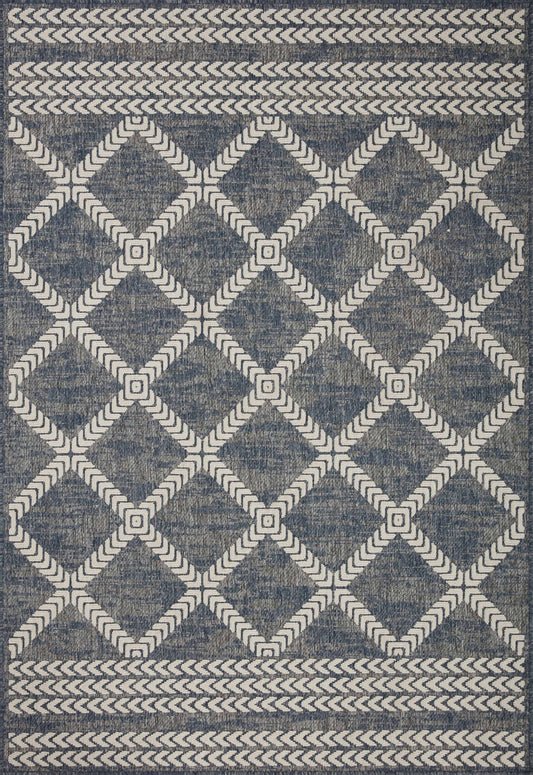 Loloi II Rainier RAI - 05 Denim Ivory Indoor/Outdoor Power Loomed Rug - Rugs - Loloi II - Atlanta Designer Rugs