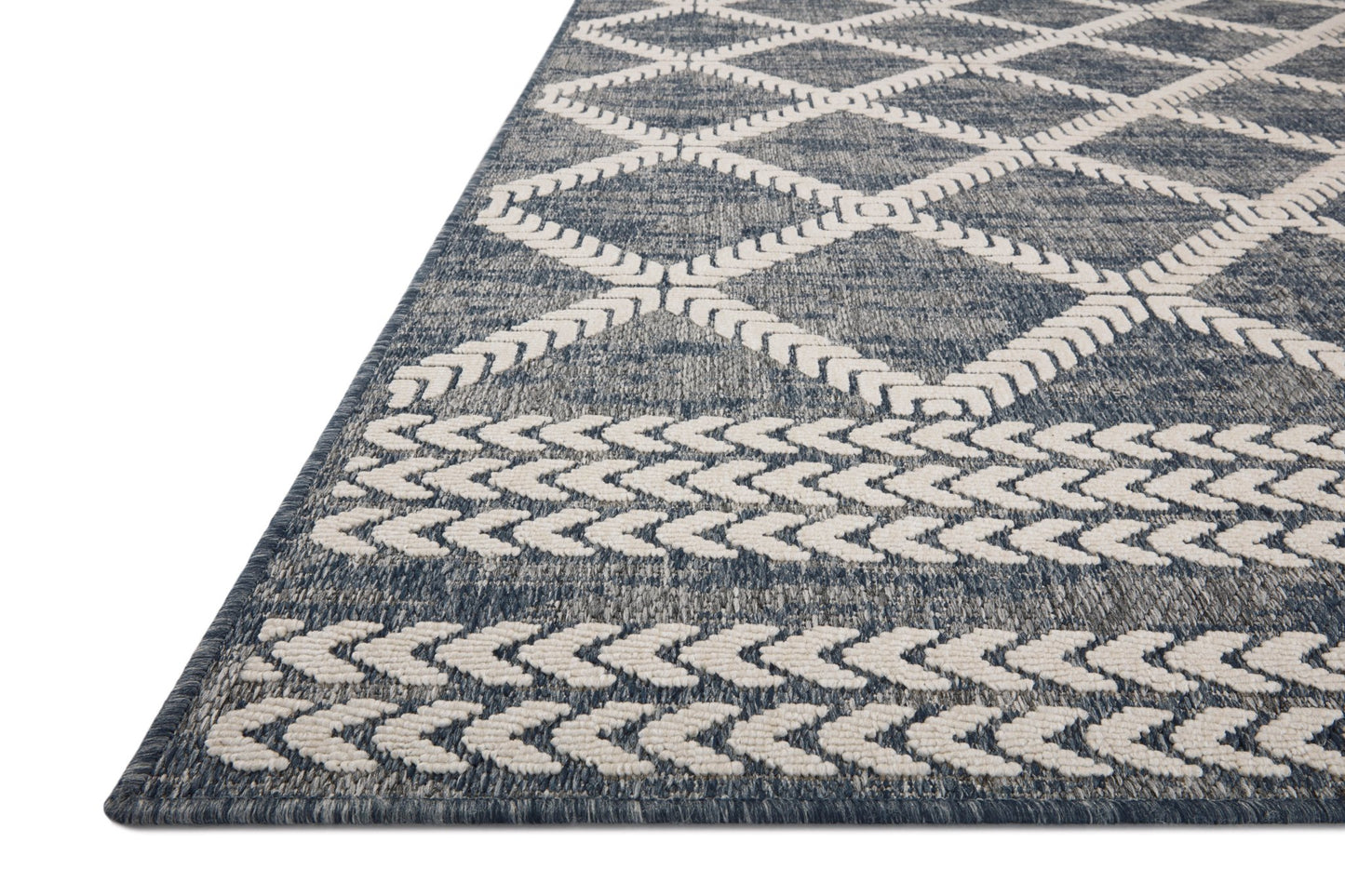 Loloi II Rainier RAI - 05 Denim Ivory Indoor/Outdoor Power Loomed Rug - Rugs - Loloi II - Atlanta Designer Rugs