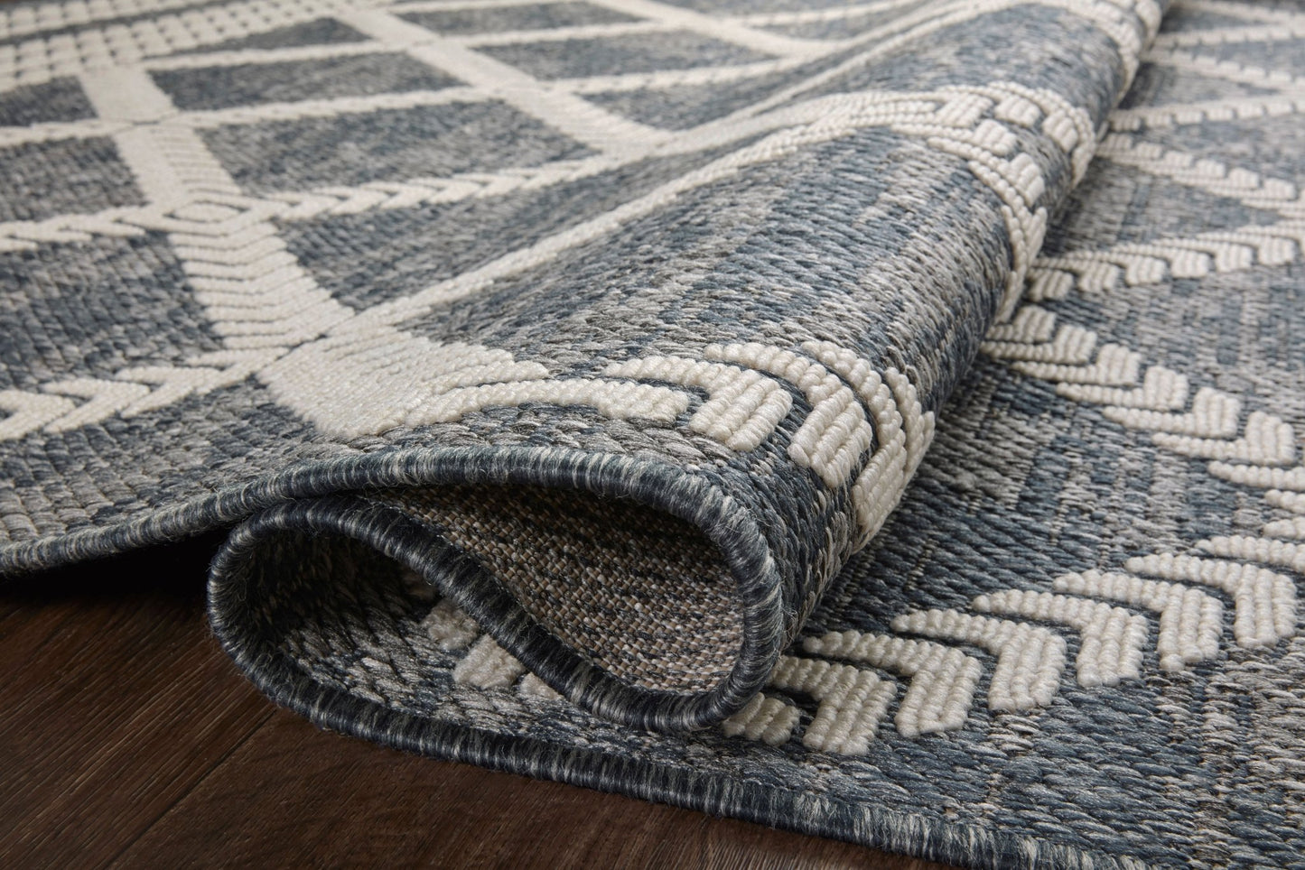 Loloi II Rainier RAI - 05 Denim Ivory Indoor/Outdoor Power Loomed Rug - Rugs - Loloi II - Atlanta Designer Rugs