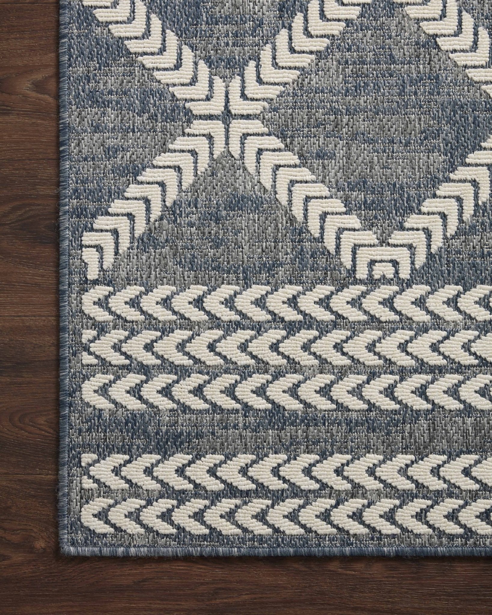 Loloi II Rainier RAI - 05 Denim Ivory Indoor/Outdoor Power Loomed Rug - Rugs - Loloi II - Atlanta Designer Rugs