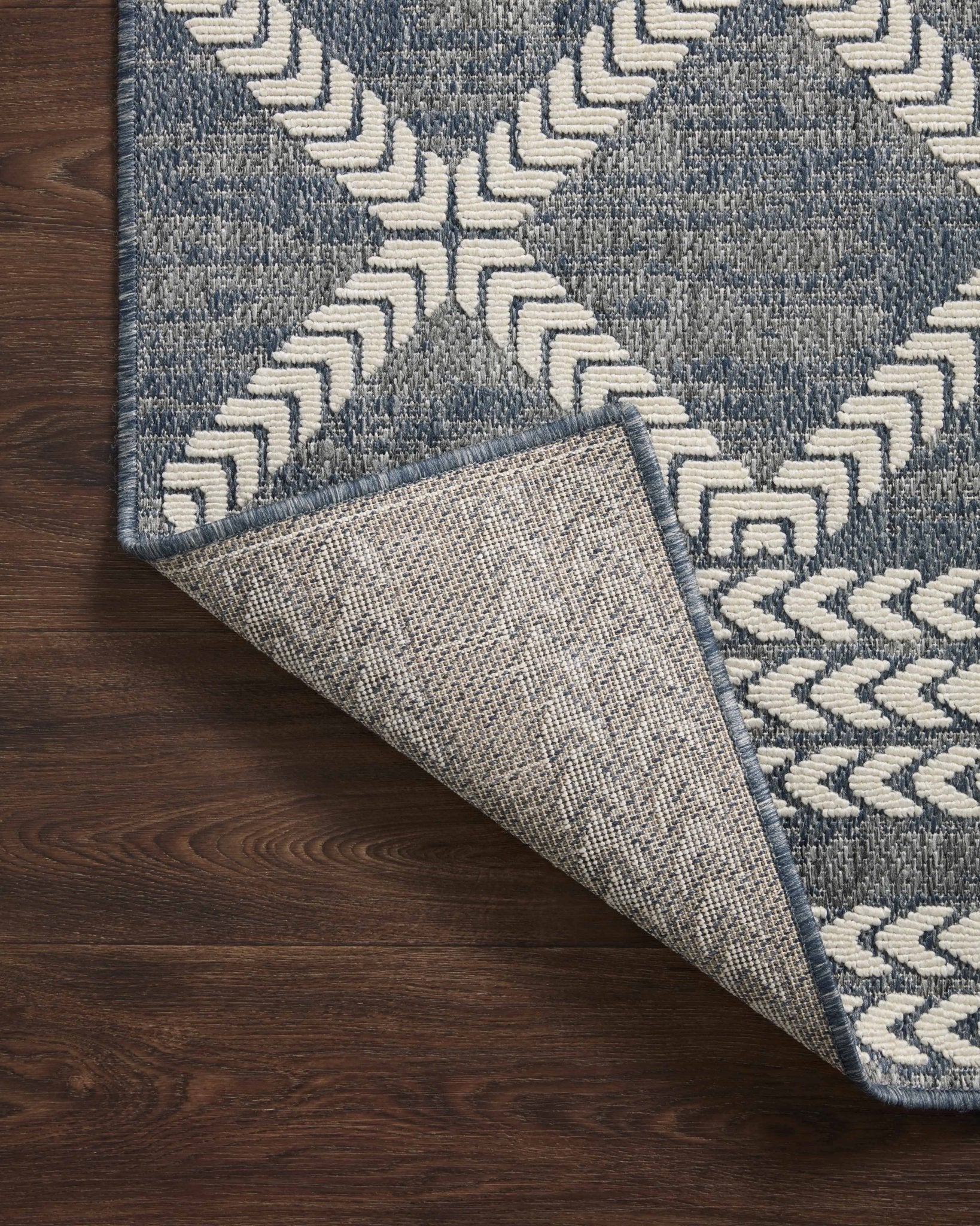 Loloi II Rainier RAI - 05 Denim Ivory Indoor/Outdoor Power Loomed Rug - Rugs - Loloi II - Atlanta Designer Rugs